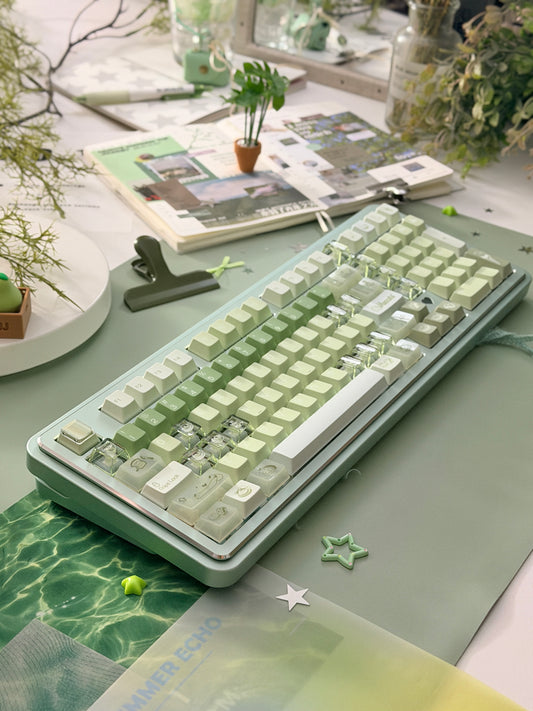 ONLY 1 Instock Prebuilt Aluminum Custom Mechanical Keyboard Story100 Anodized Green Wireless Set