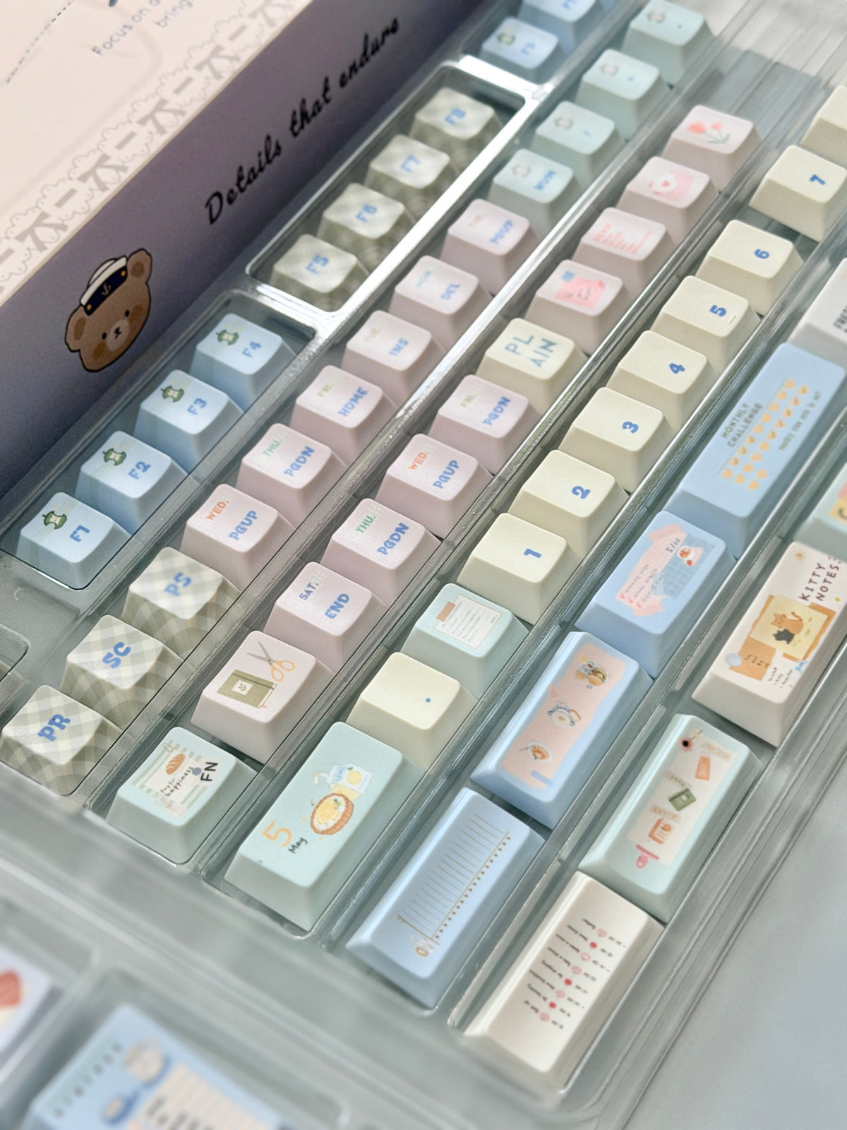 #0309 Love Journal Pastel Blue Creamy Aesthetic Keycaps Set | Cute Diary Theme Mechanical Keyboard Keycaps | Kawaii Office & Study Desk
