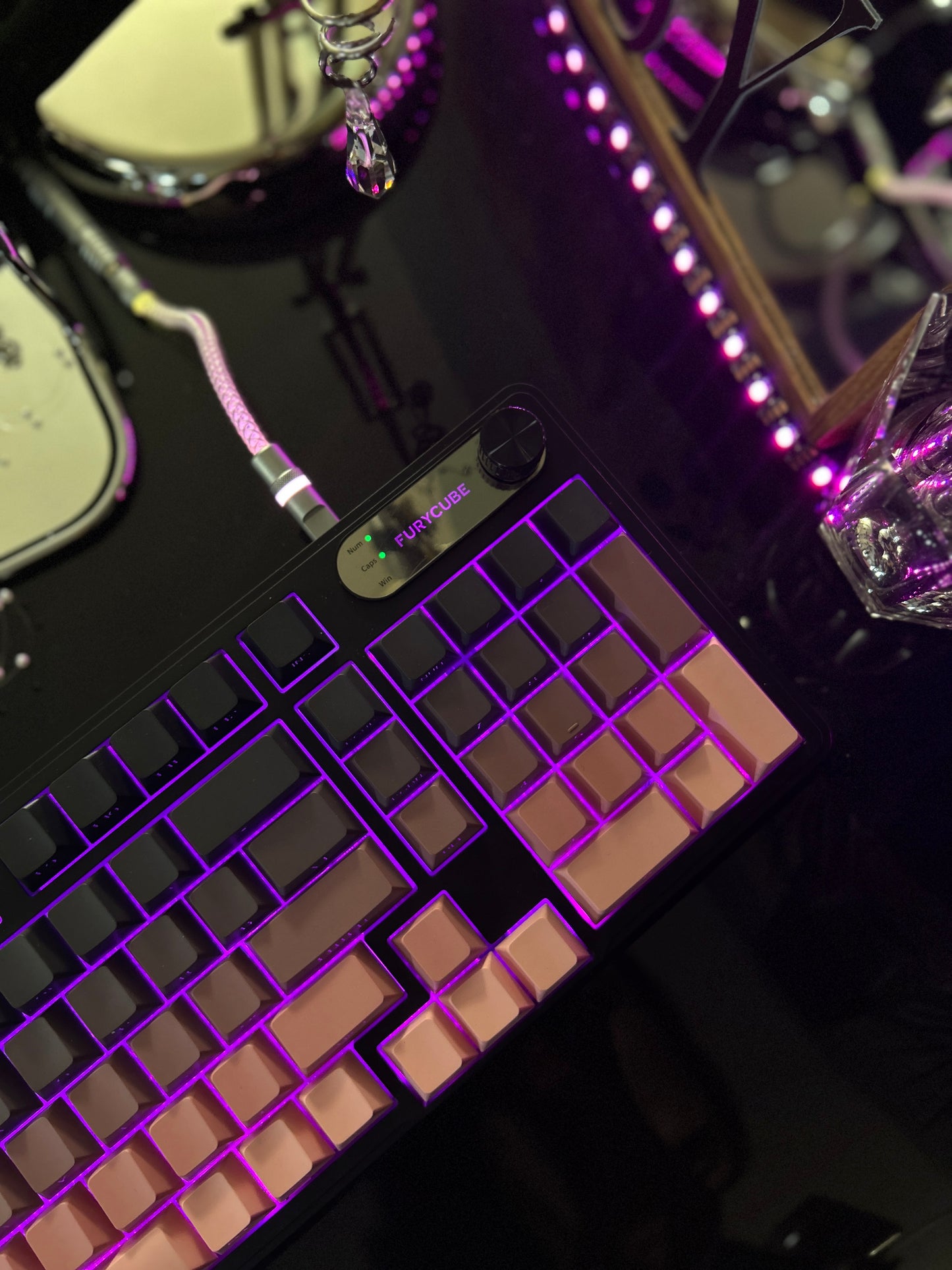 Unboxing Clearance ONLY 1 Instock FURYCUBE IP98 Black Pink Silent Membrane Keyboard