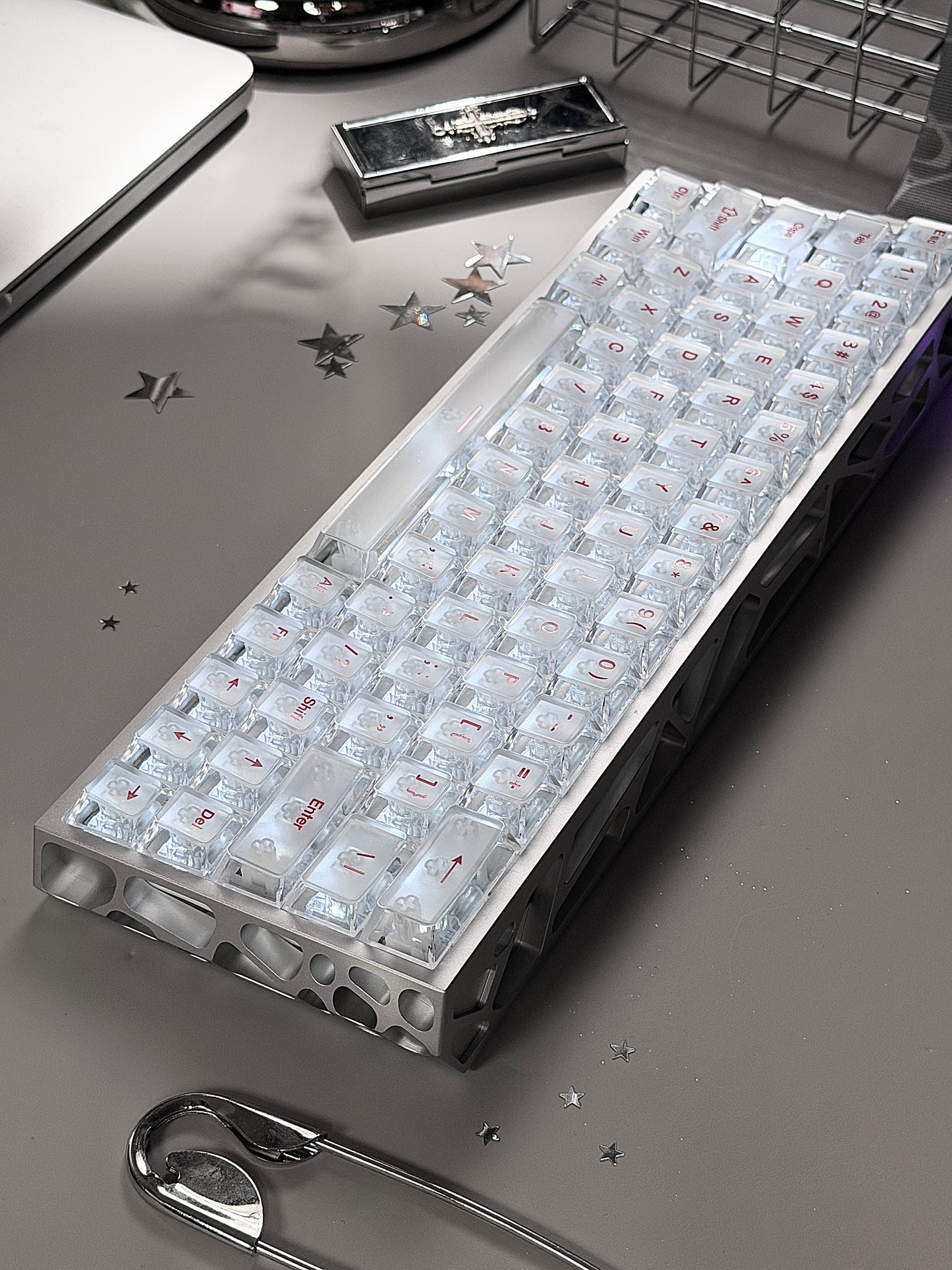 Unboxing Clearance ONLY 1 InstockI ROK Hollow Aluminum Silver MG63 Magnetic Gaming Mechanical Keyboard