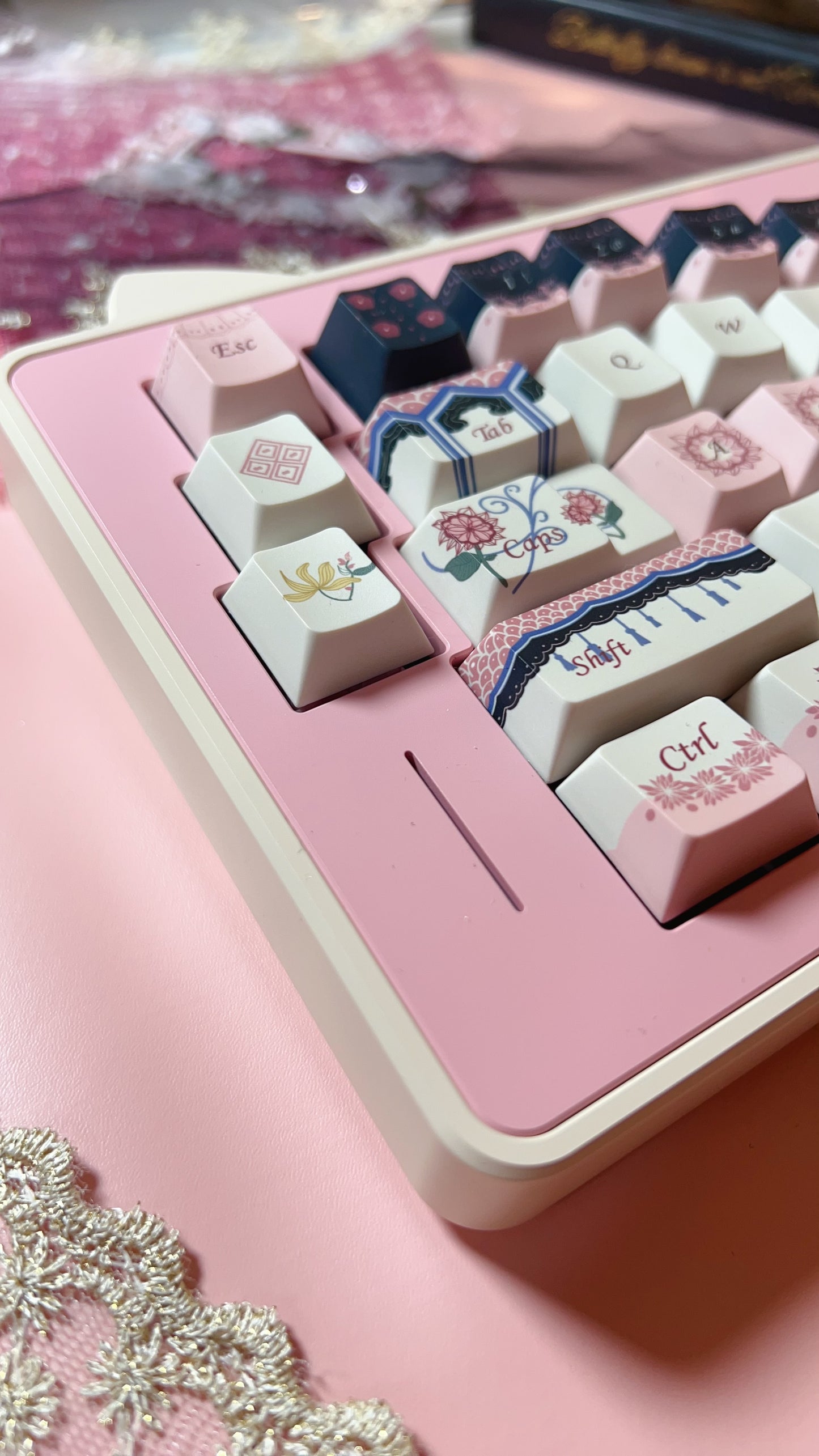 【Only 1 In-stock】Prebuilt Kitten Alice pink beige Aluminum Ergonomic Customized Mechanical Keyboard