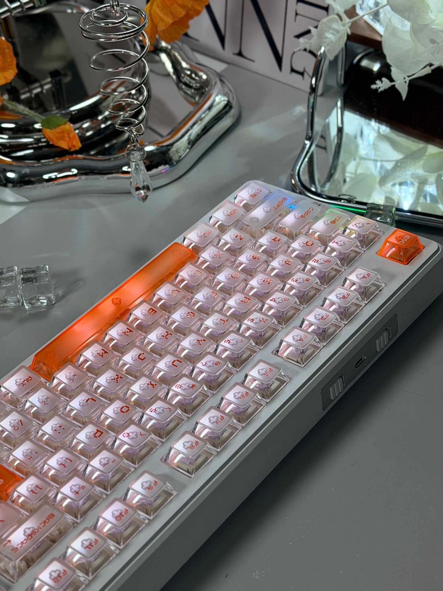 Unboxing Clearance ONLY 1 Instock Attack Shark X87 Ultra Wireless Mechanical RGB Backlit Iced Orange Keyboard