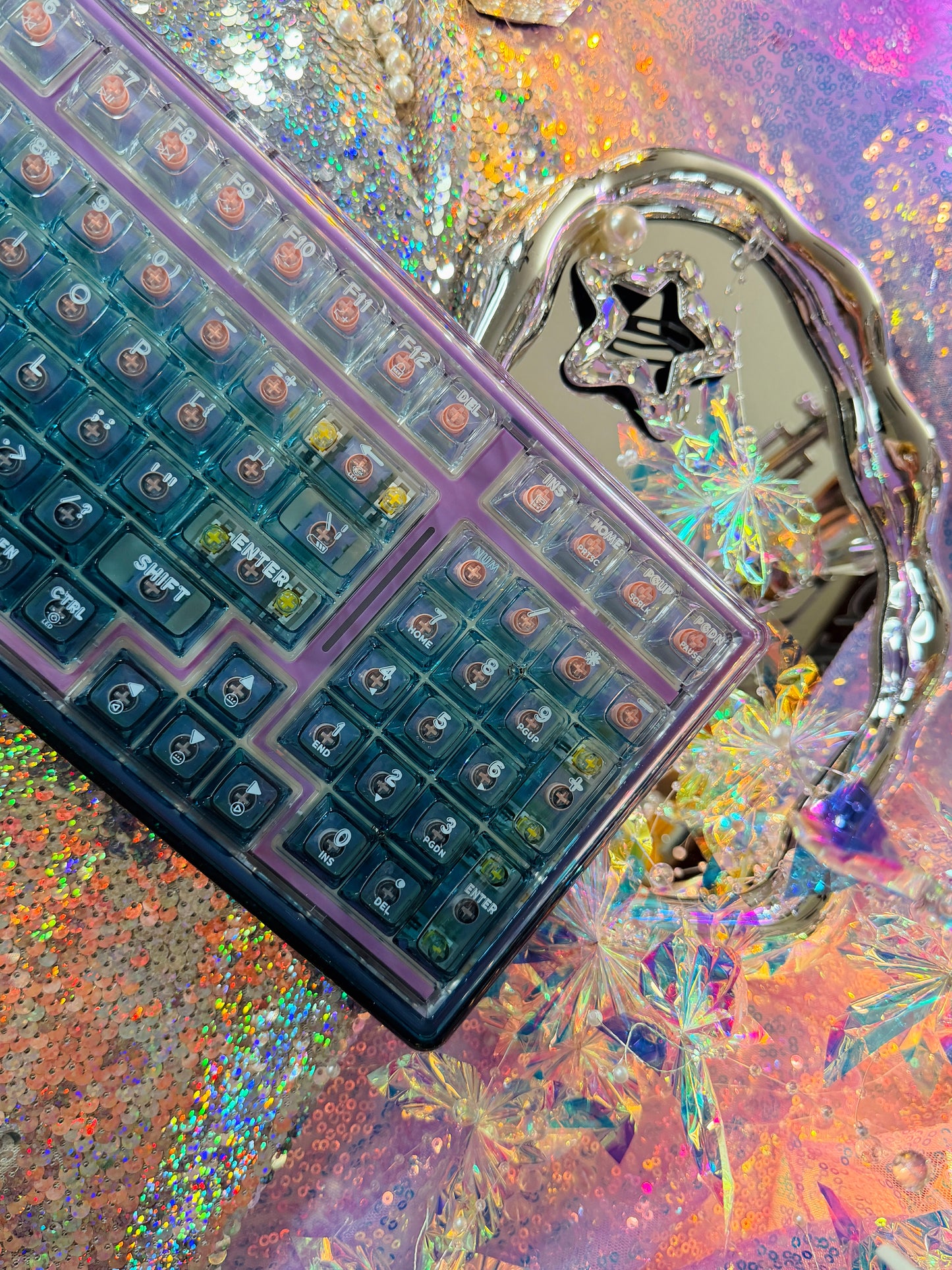 Unboxing Sample For Sales ONLY 1 Instock Prebuilt Einperr Base99 Wireless Mechanical Keyboard with PC Transparent Keycaps, Hot Swappable Custom Keyboard with Number Pad, RGB Backlit, Lulu Switch for Windows Mac - Cosmic Violet