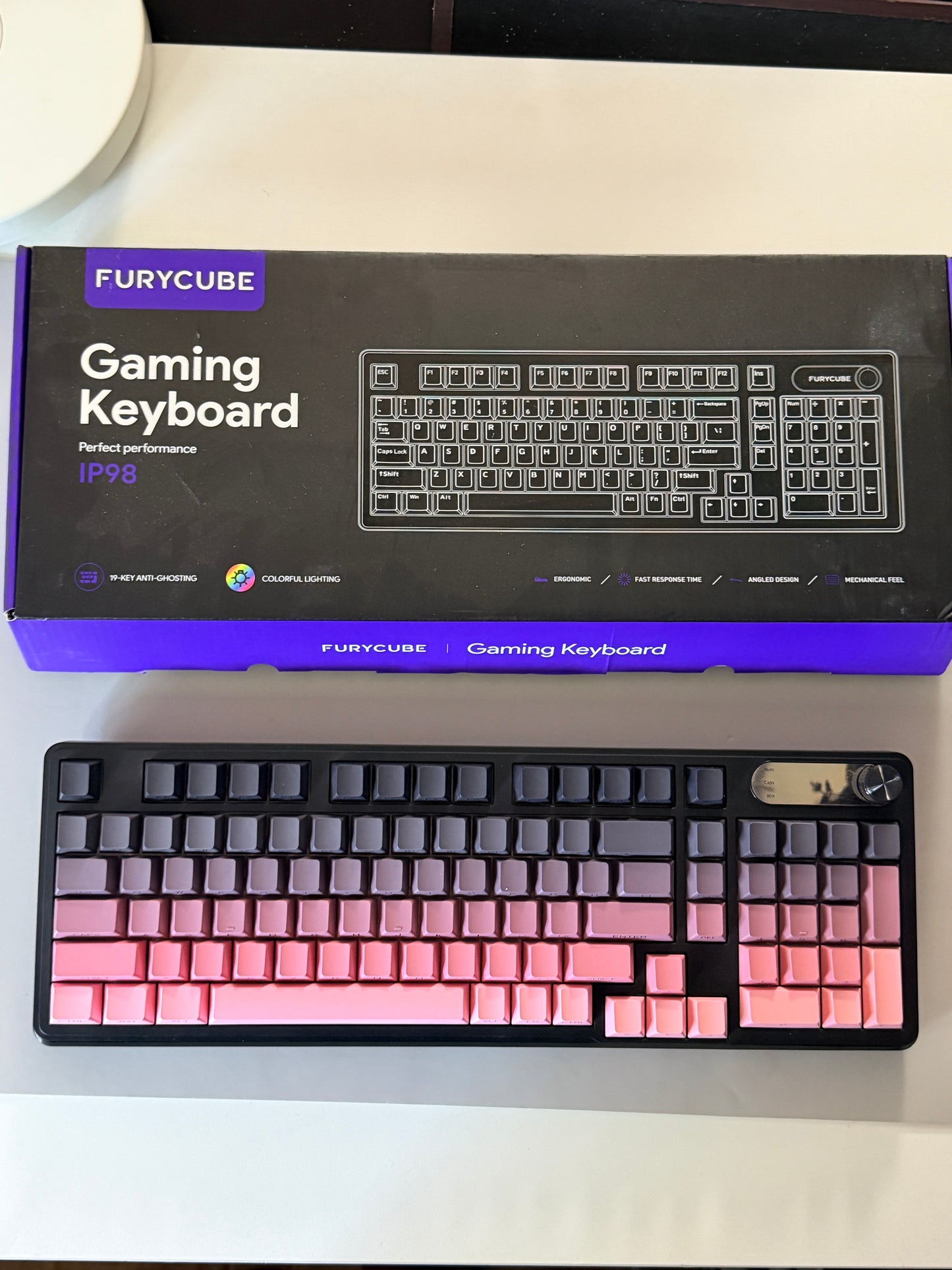 Unboxing Clearance ONLY 1 Instock FURYCUBE IP98 Black Pink Silent Membrane Keyboard