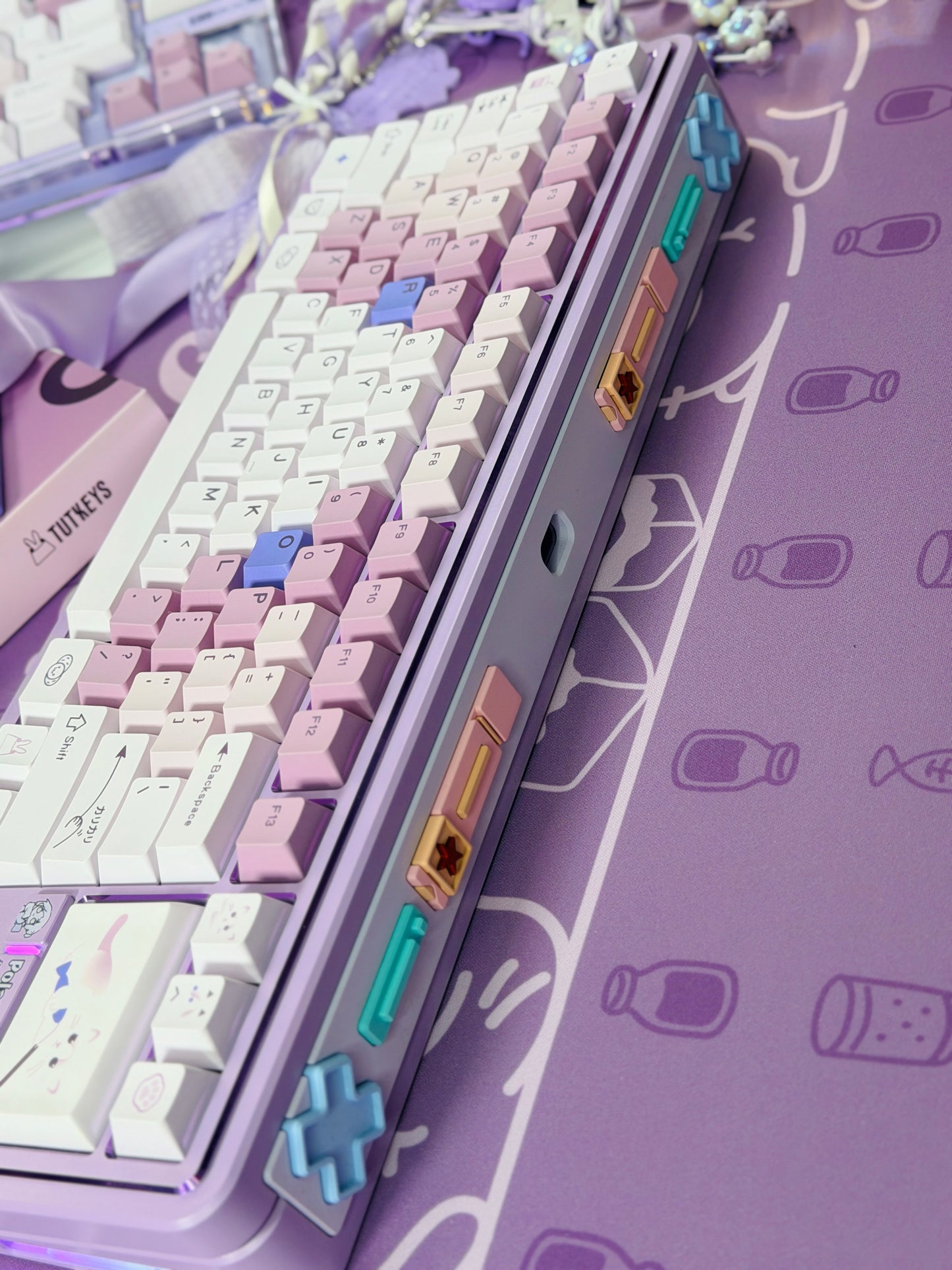 ONLY 1 Instock Prebuilt Aluminum Custom Mechanical Keyboard Polaris80 Purple Set