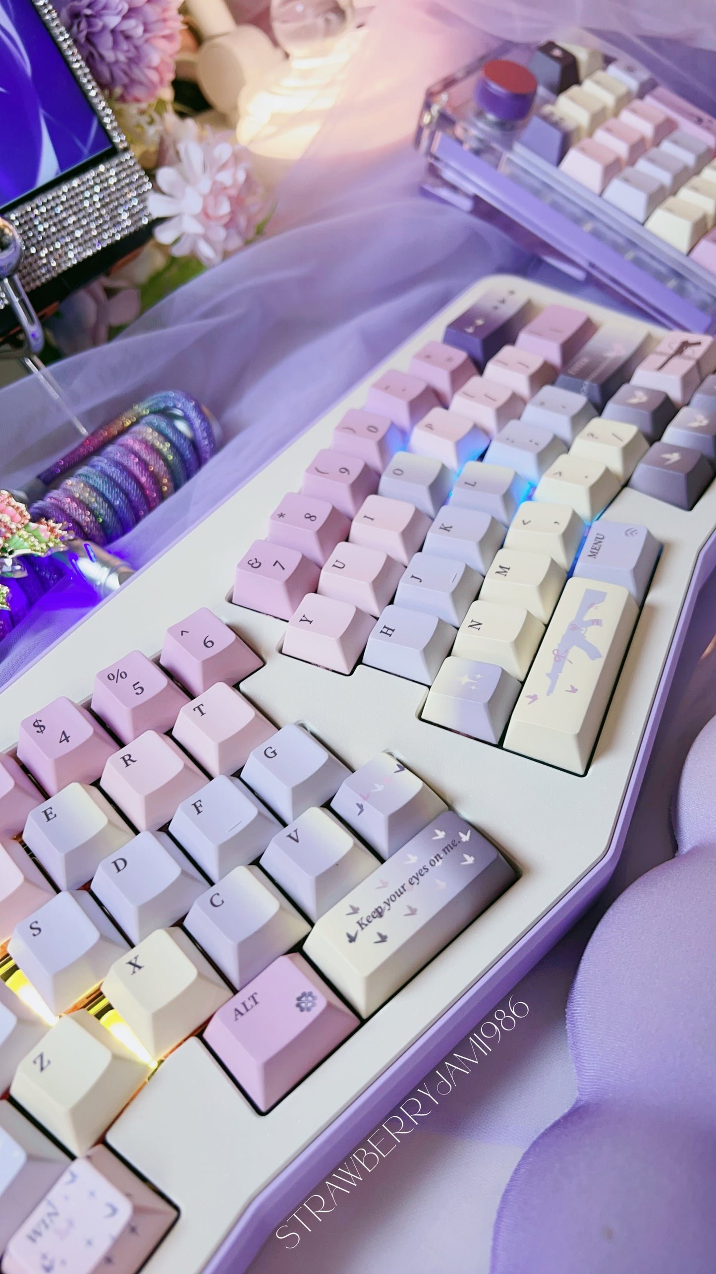 【Preorder】 Prebuild MAEWA LAB AHOLLC Purple Beige Ergonomic Aluminum Customized Mechanical Keyboard