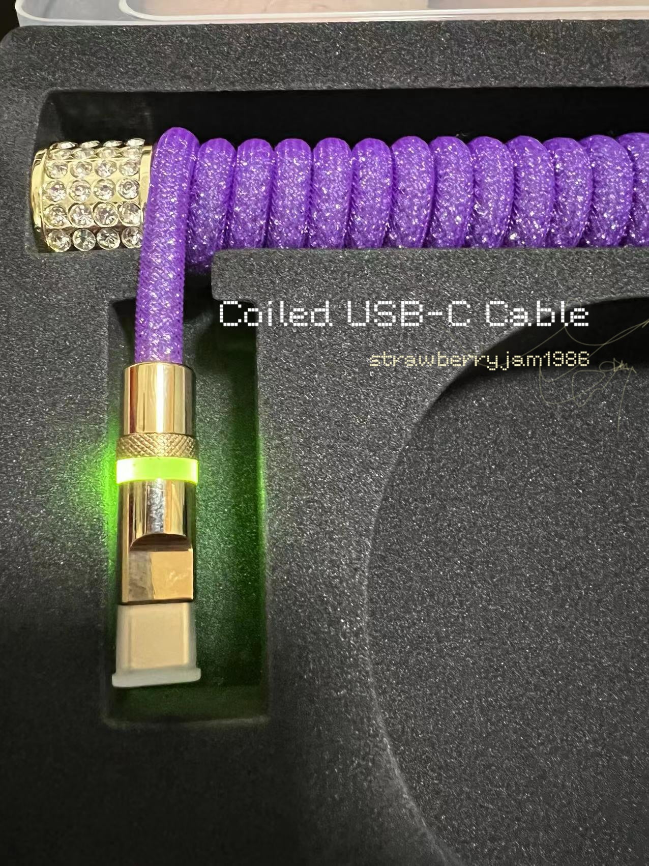 strawberryjam1986 diamond silver/gold coiled mechanical keyboard cable set