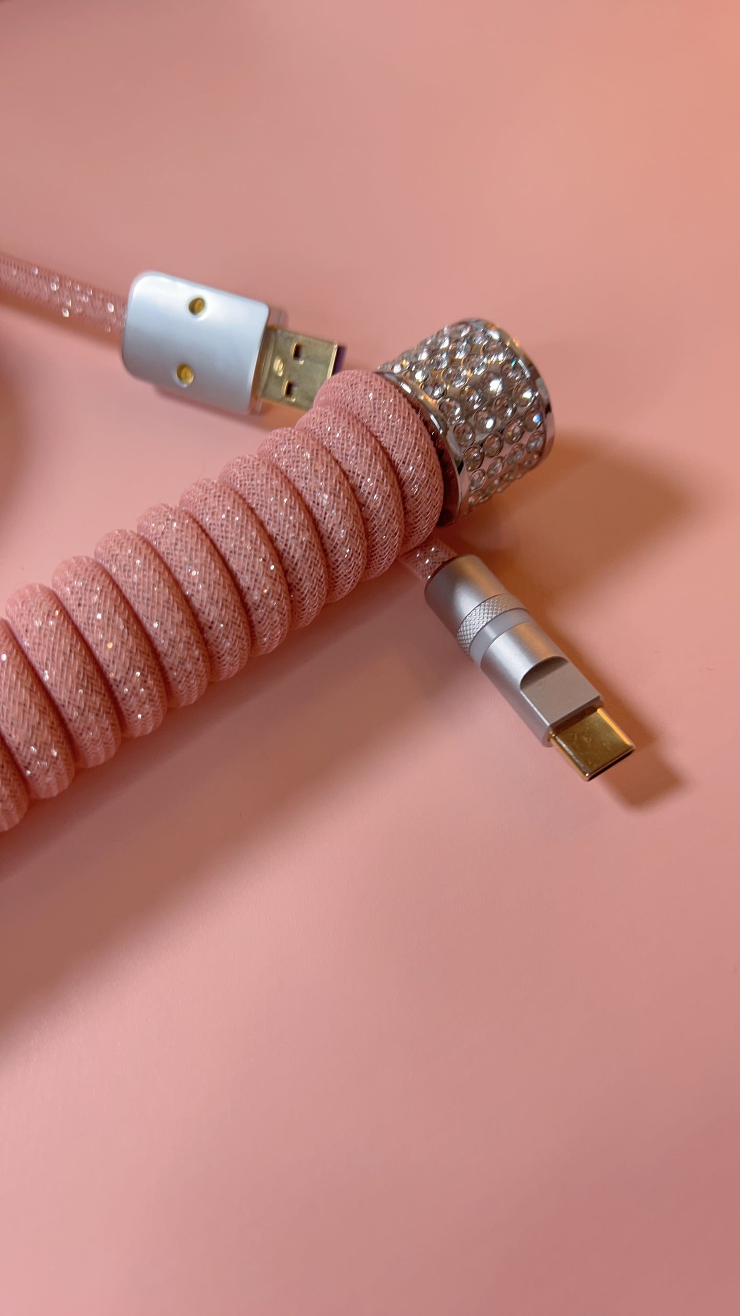 strawberryjam1986 diamond pink coiled mechanical keyboard cable set