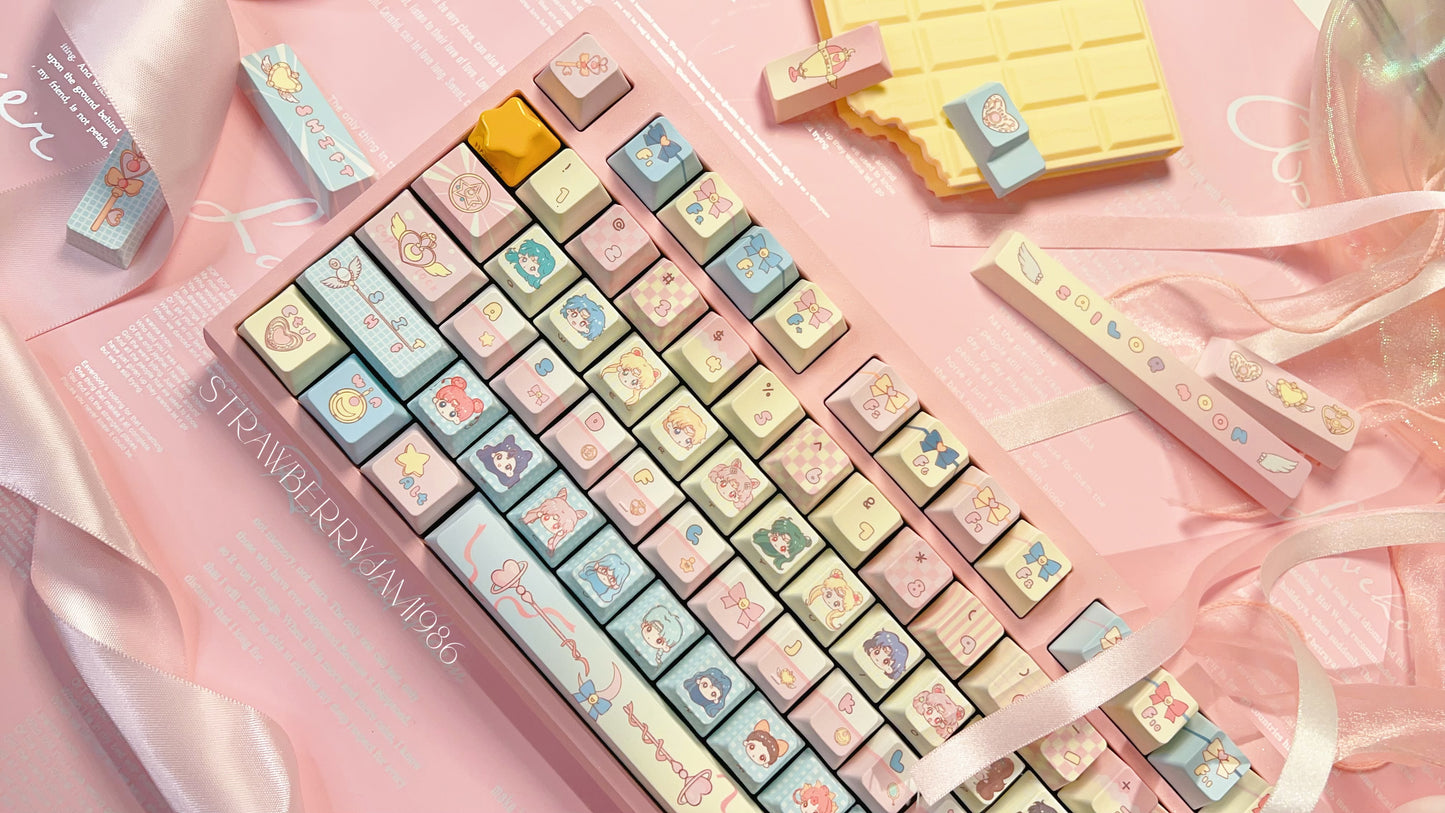 096 Sailor Moon Pastel Pink Yellow Blue Keycap Cherry Profile