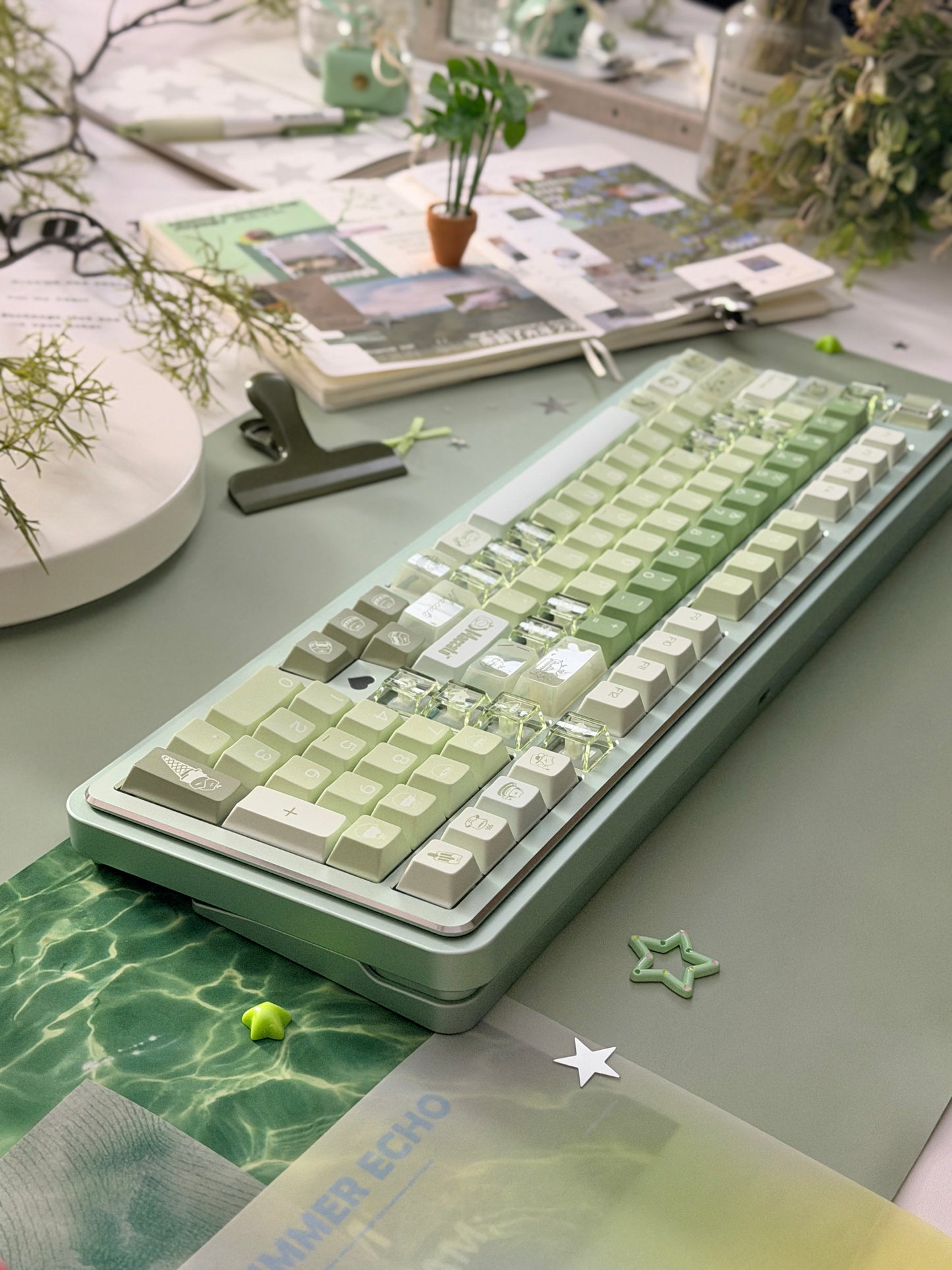 ONLY 1 Instock Prebuilt Aluminum Custom Mechanical Keyboard Story100 Anodized Green Wireless Set