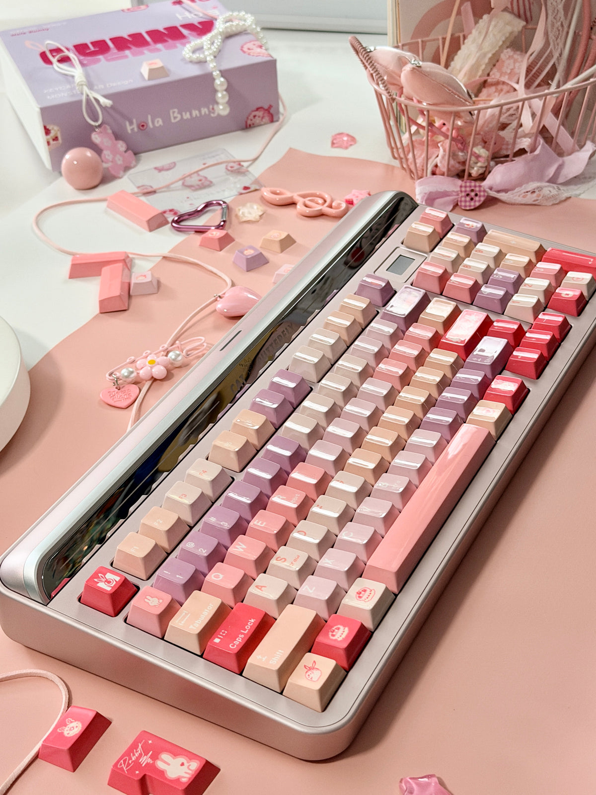 ONLY 1 Instock Prebuilt Targa98 Anordized Pink Aluminum Custom Mechanical Keyboard