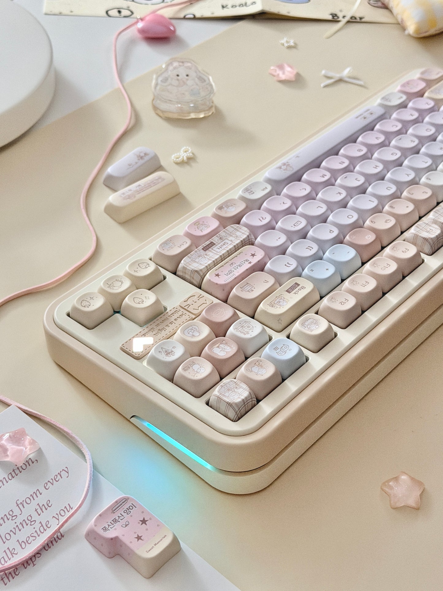 #0292 Cream Pale Pink Lamp Cake Cherry/moa Profile Keycap