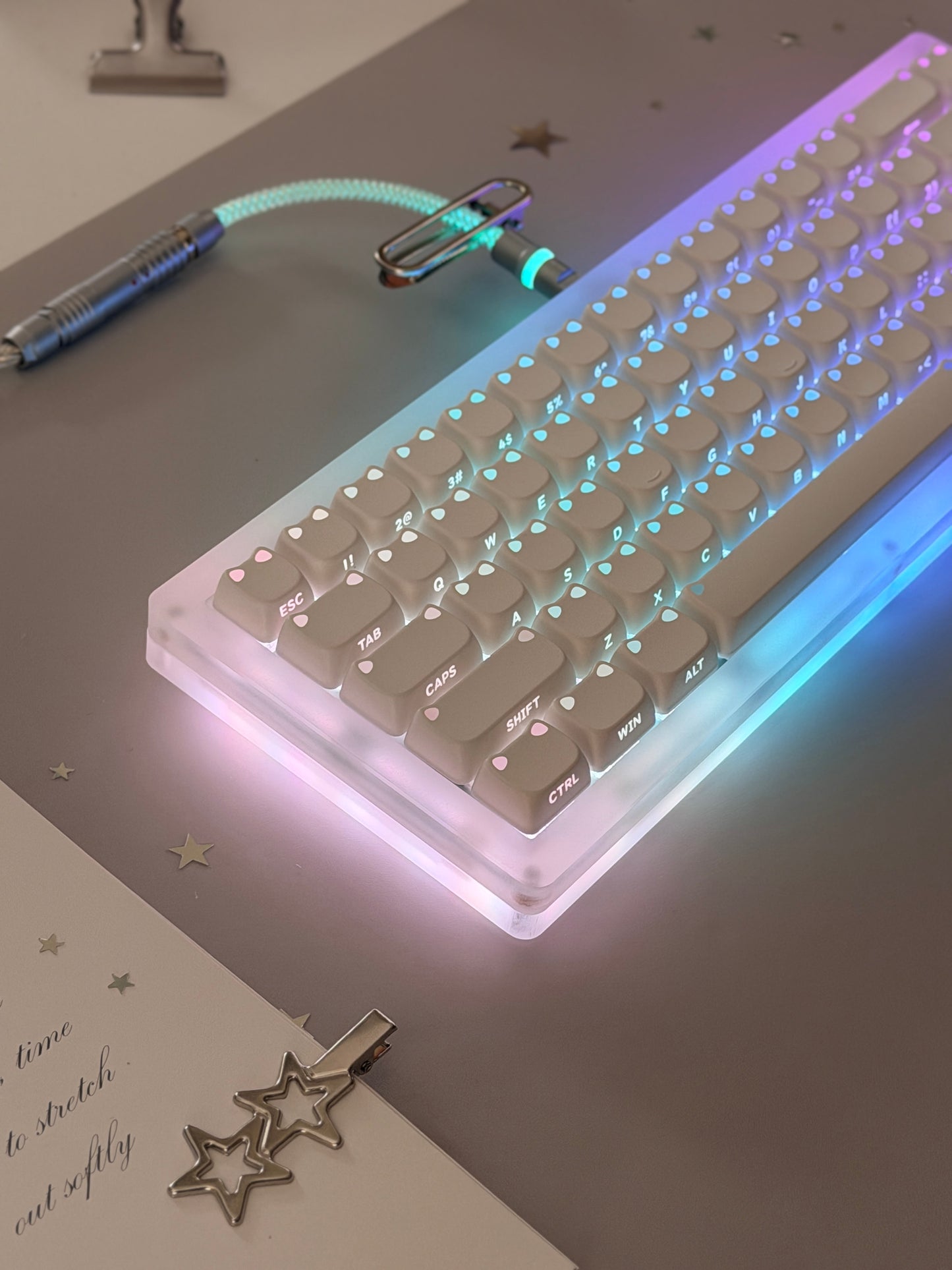 ONLY 1 Instock Prebuilt Matt acrylic Custom Mechanical Keyboard SET with RGB Backlit