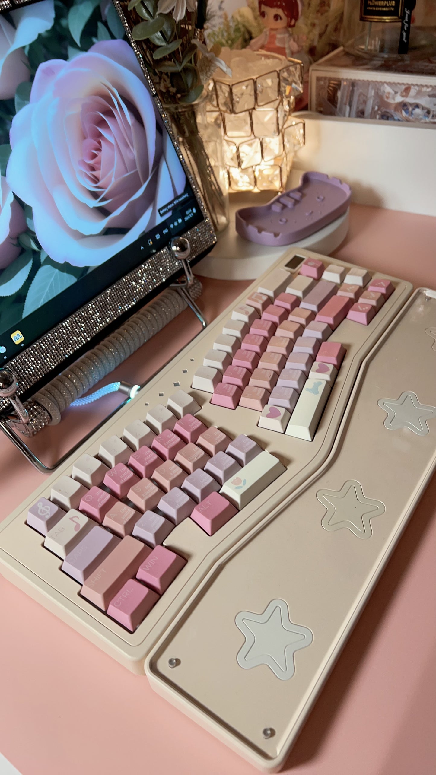 Sound of Music Pastel Pink Lilac Beige Cute Melody Notes Cherry Profile Customized Keycaps