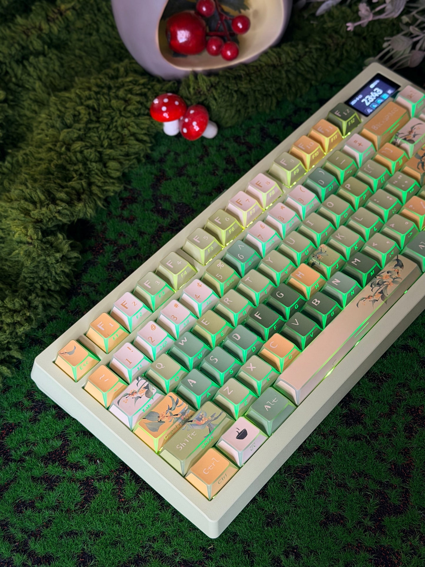 ONLY 1 Prebuilt Aluminum Customized Mechanical Keyboard Zoom75 TIGA Milky Green Tri-Mode Wireless Backlit ➕ URE Keycaps