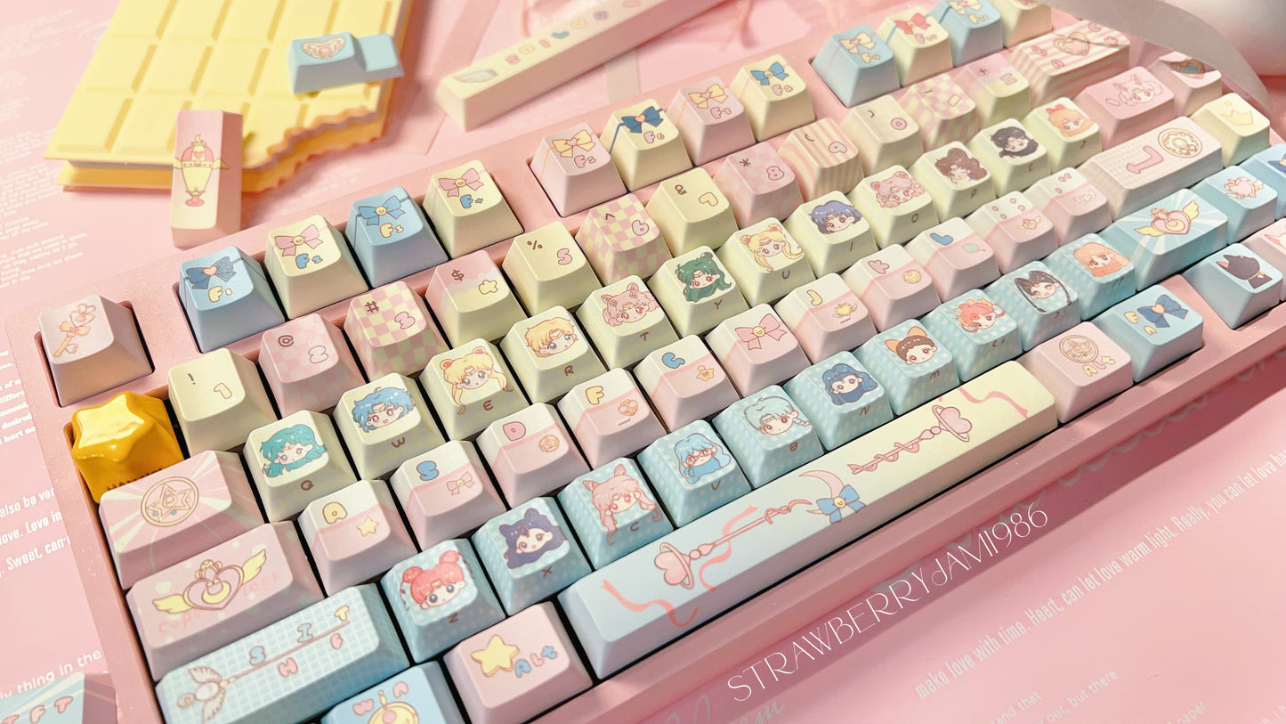 096 Sailor Moon Pastel Pink Yellow Blue Keycap Cherry Profile