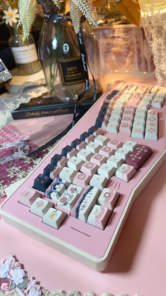 【Only 1 In-stock】Prebuilt Kitten Alice pink beige Aluminum Ergonomic Customized Mechanical Keyboard