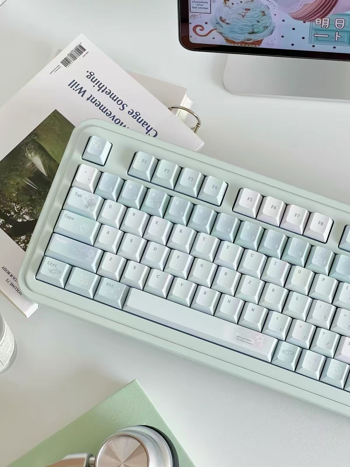 #0305 Ice Mint Jelly Keycaps | Pastel Blue Mint Mechanical Keyboard Keycaps