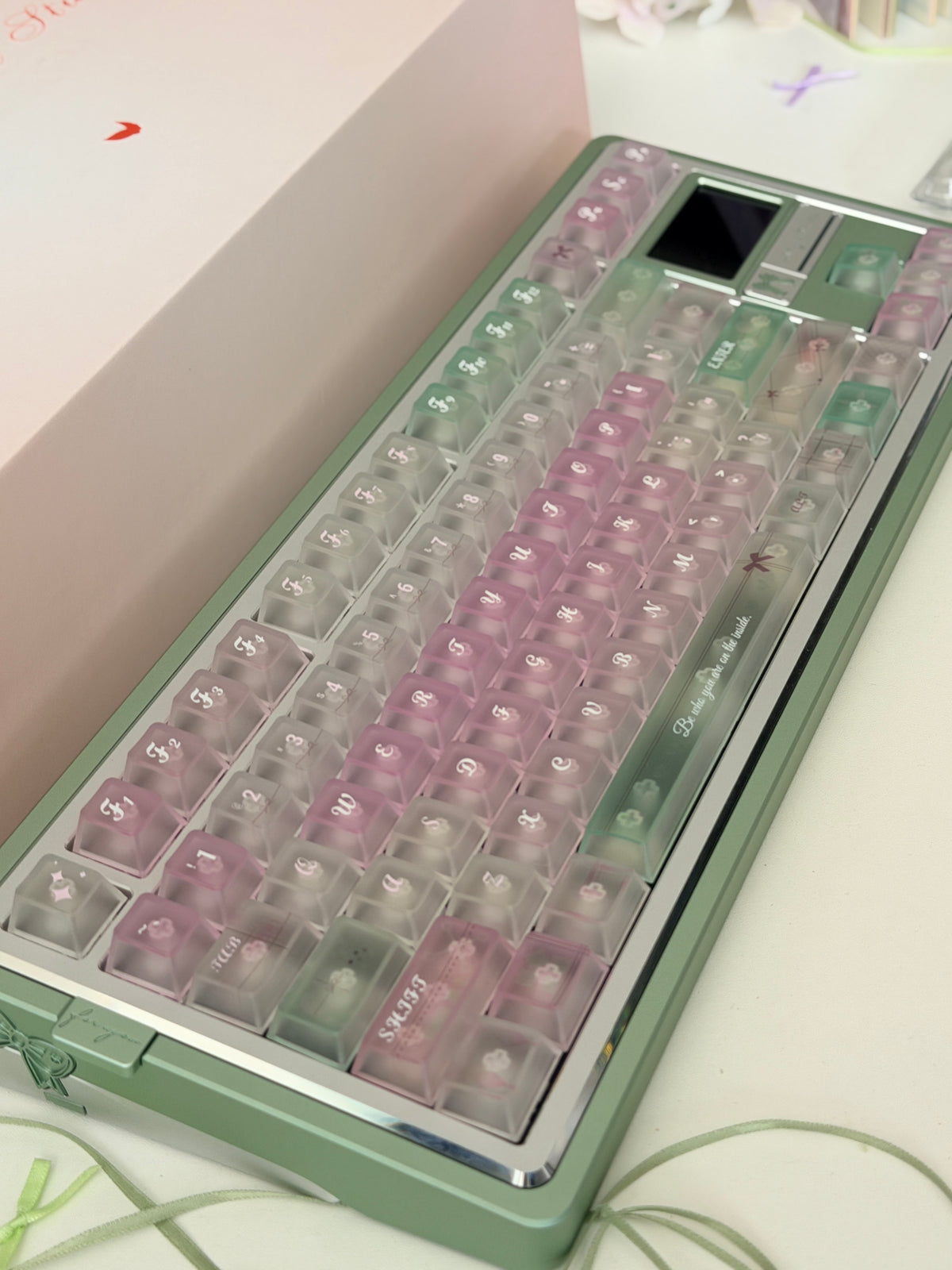 ONLY 1 Instock Prebuilt Aluminum Custom Mechanical Keyboard Gift80 Anordized Green | lavender mint PC Keycaps