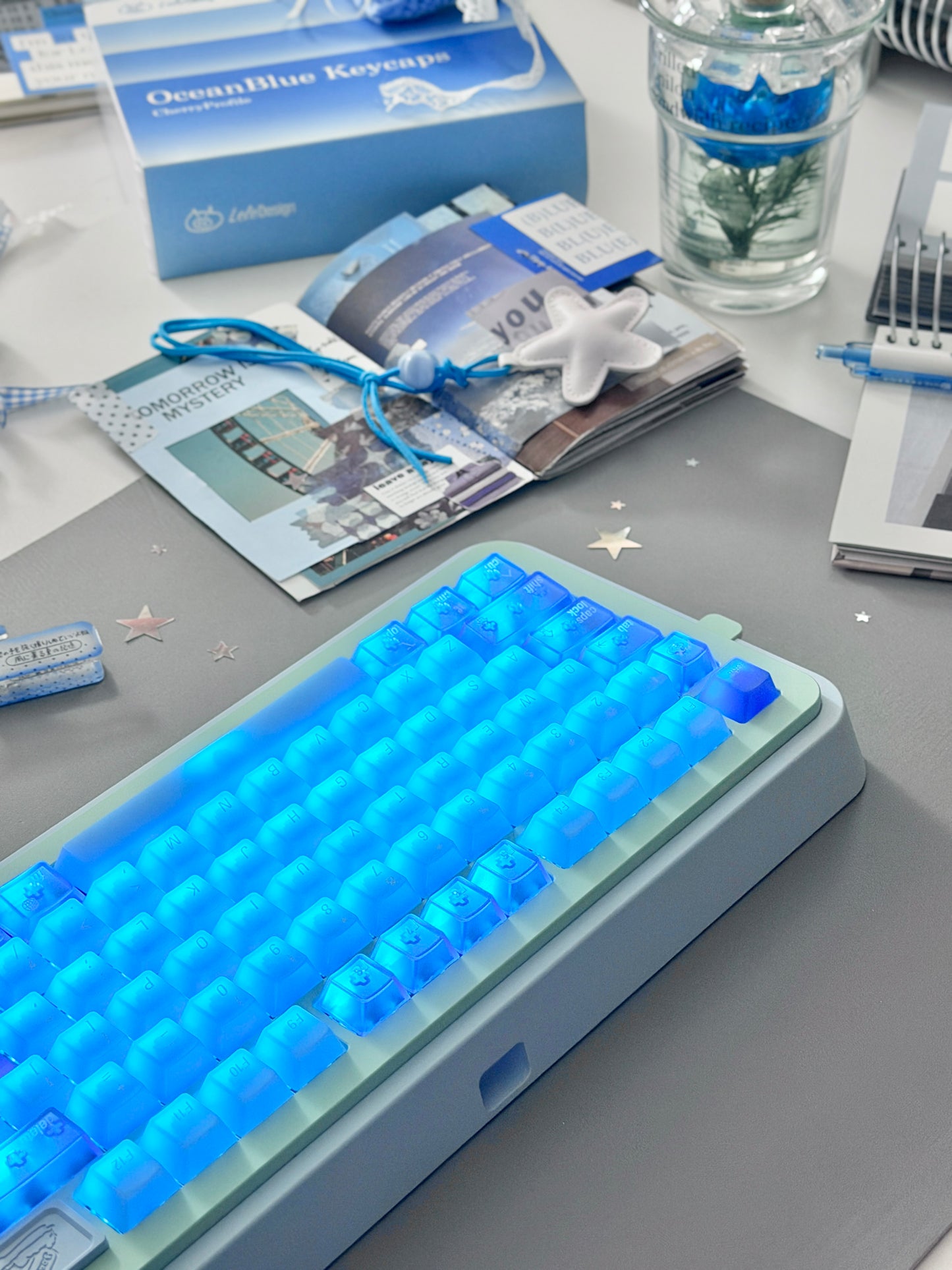 ONLY 1 Instock Prebuilt Aluminum Custom Mechanical Keyboard Blue Green Soap75 Wireless Set