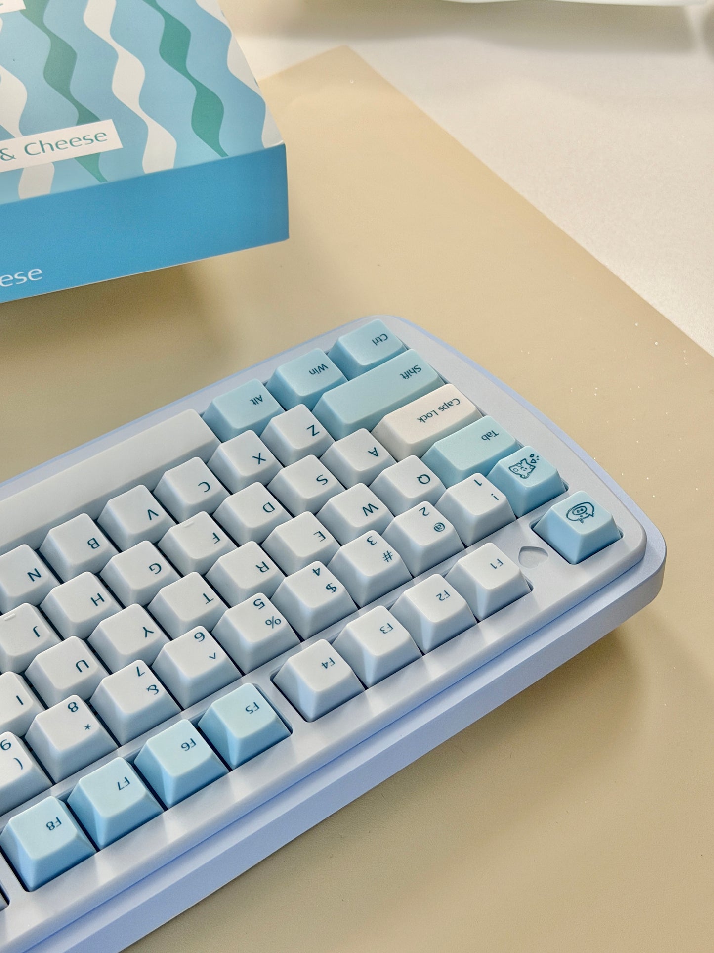 ONLY 1 Instock Prebuilt Aluminum Custom Mechanical Keyboard Yummy75 Blue Set
