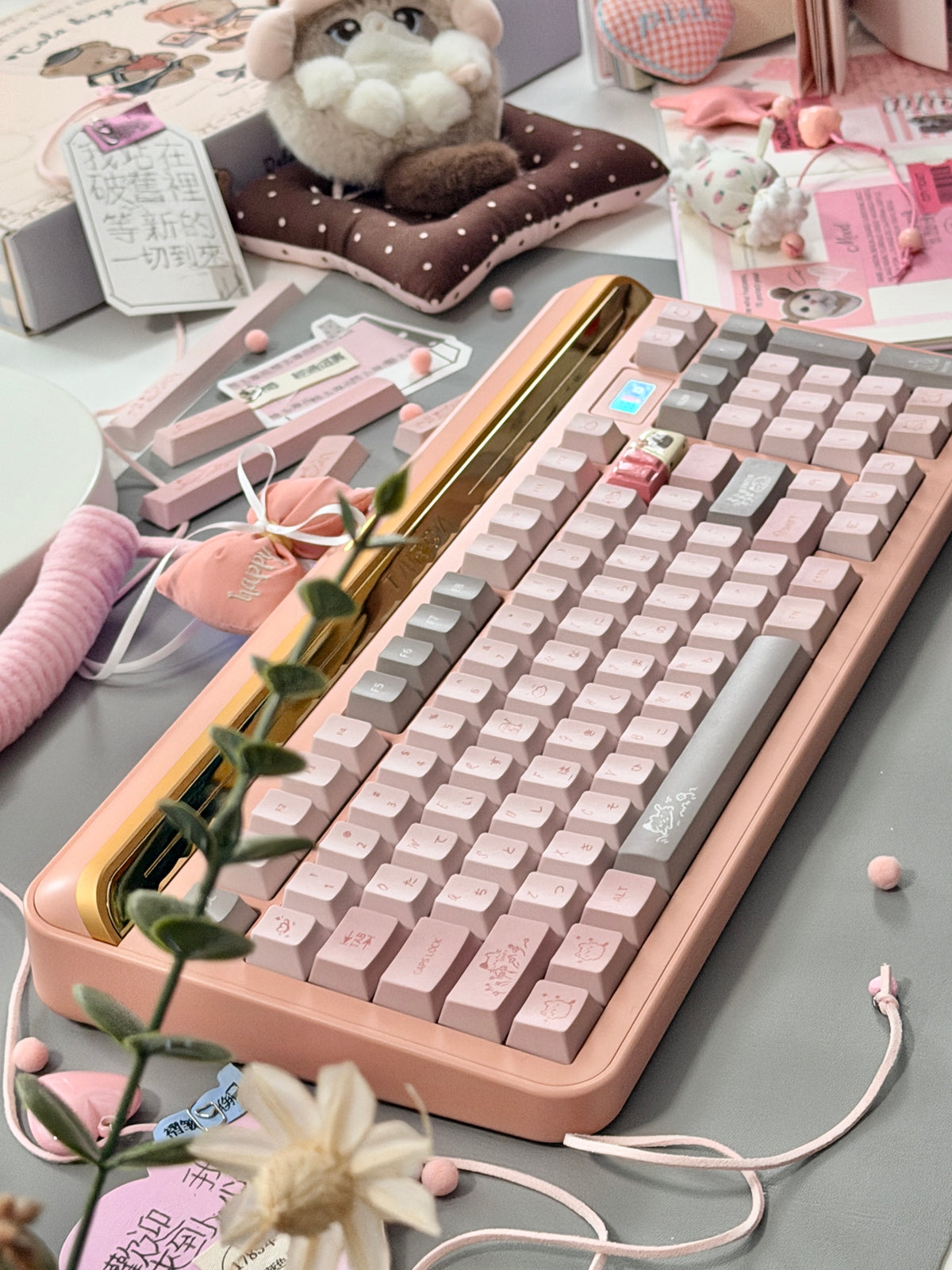 ONLY 1 Instock Prebuilt Aluminum Custom Mechanical Keyboard Targa98 Pink Set