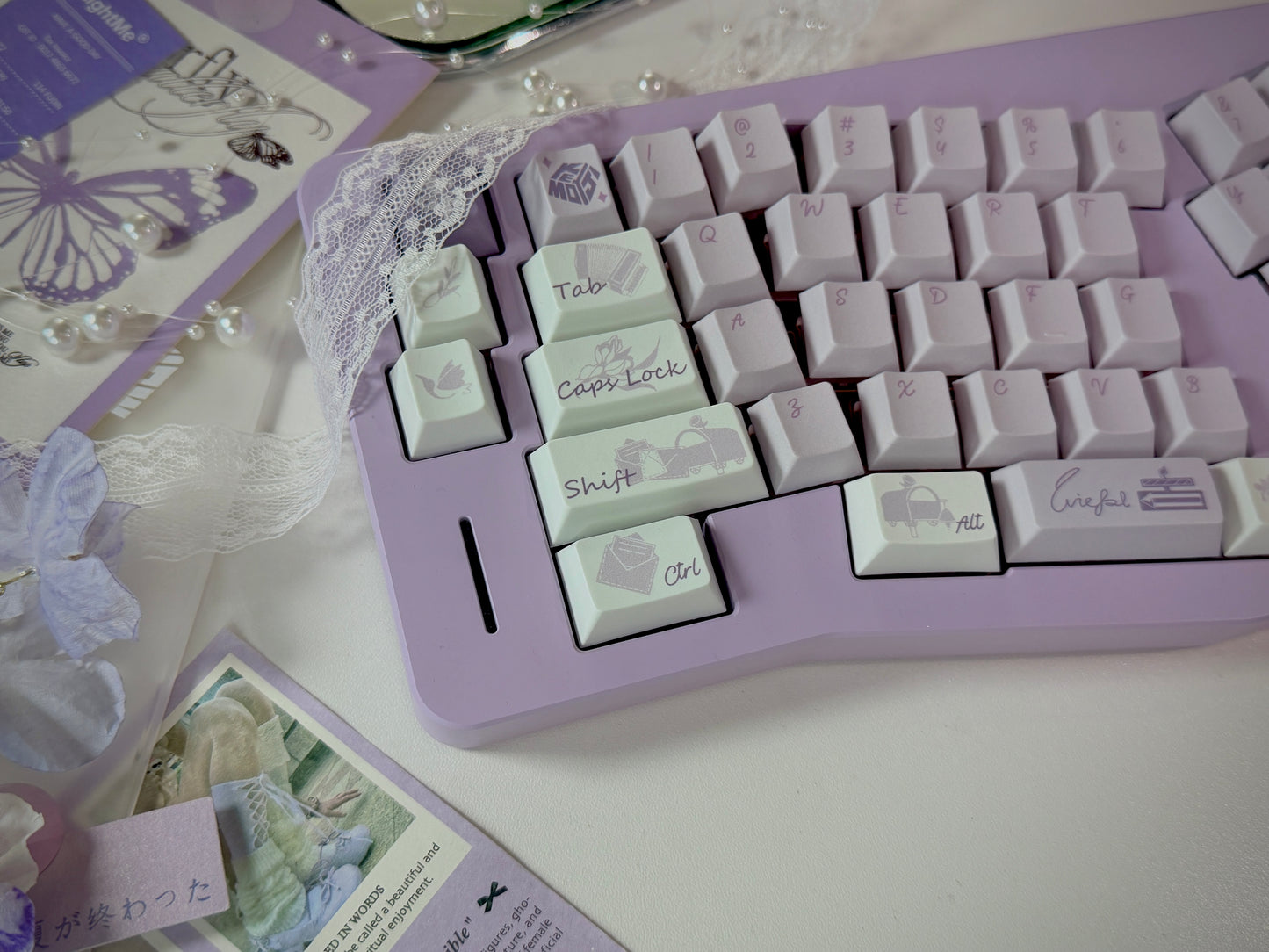 ONLY 1 Instock Prebuilt Aluminum Customized Mechanical Keyboard DIMIALICE Ergonomic Pastel Purple Keyboard Set(not including the KiiBOOM number pad)