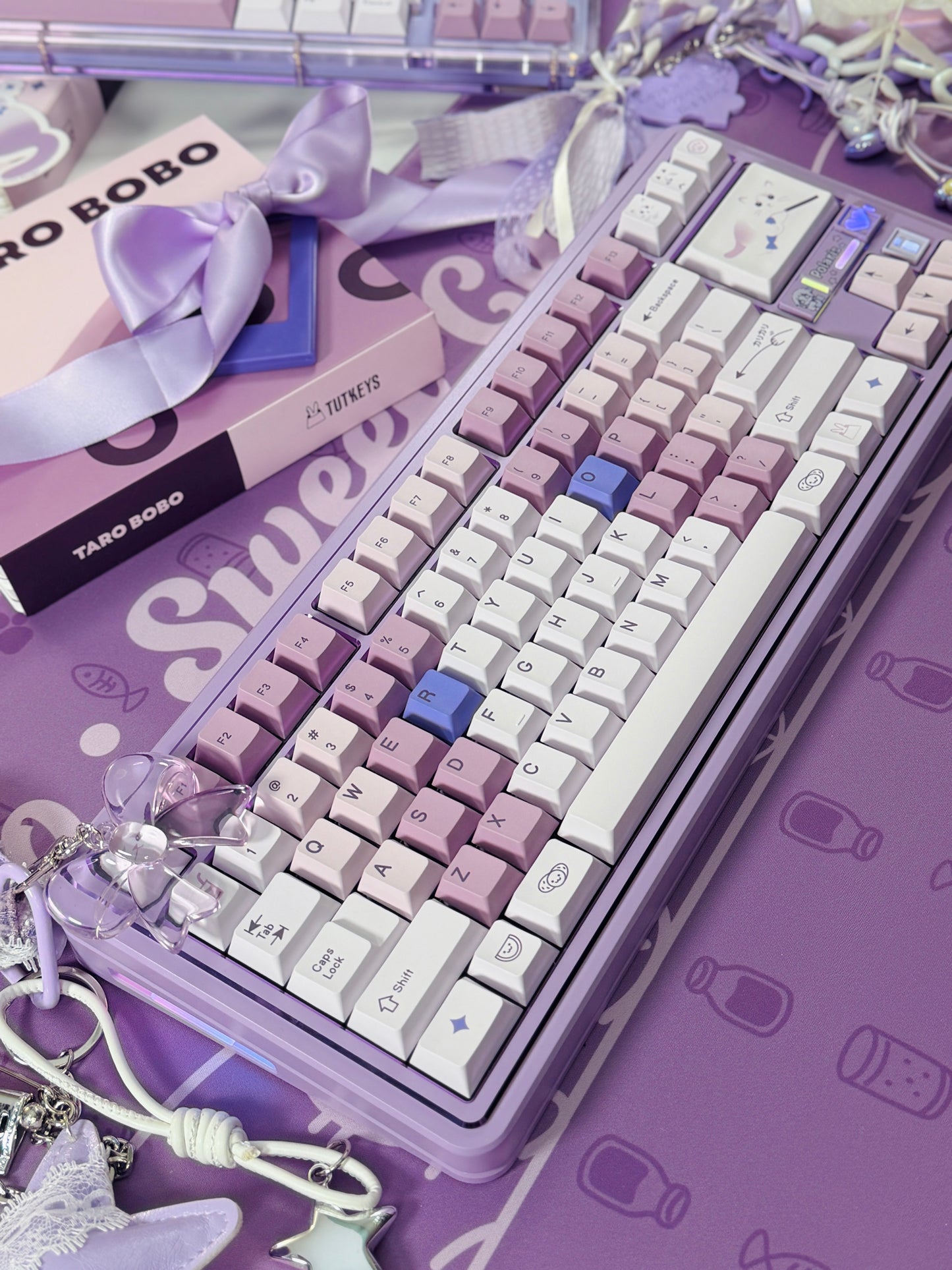 ONLY 1 Instock Prebuilt Aluminum Custom Mechanical Keyboard Polaris80 Purple Set