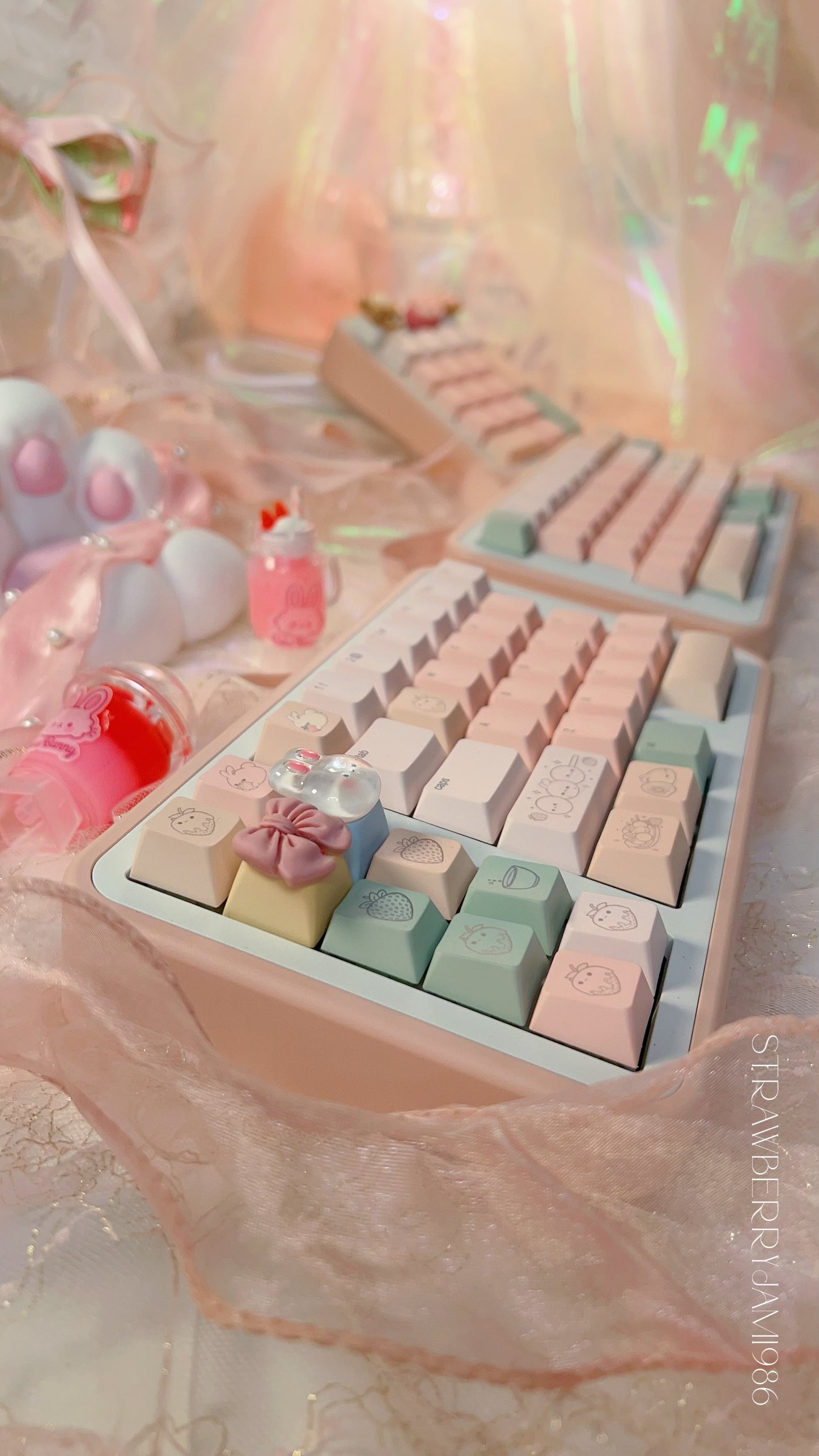 Preorder customized prebuilt peach split keyboard set for lien