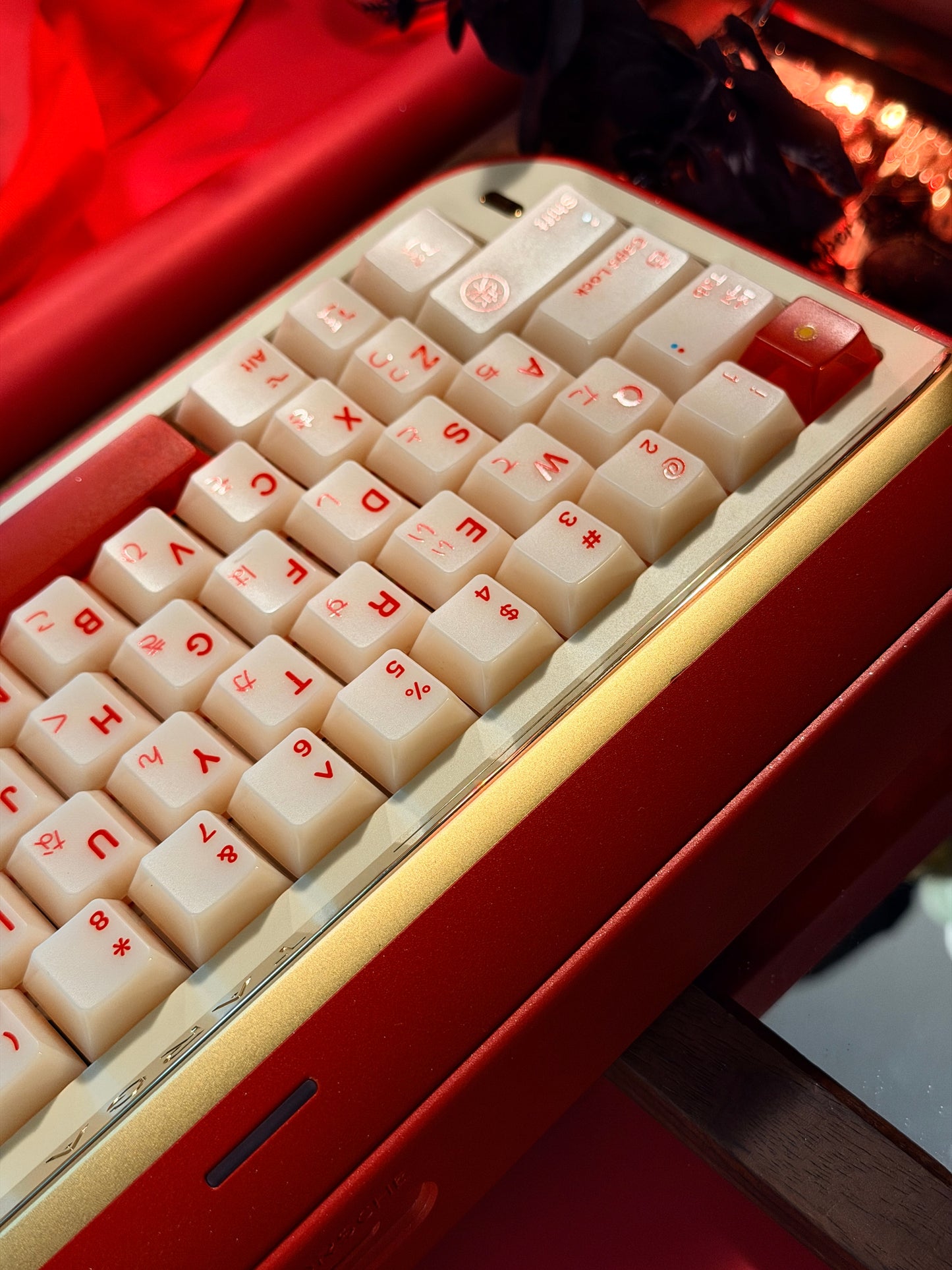 ONLY 1 Instock Prebuilt Aluminum Custom Mechanical Keyboard Targa65 Red Gold Set