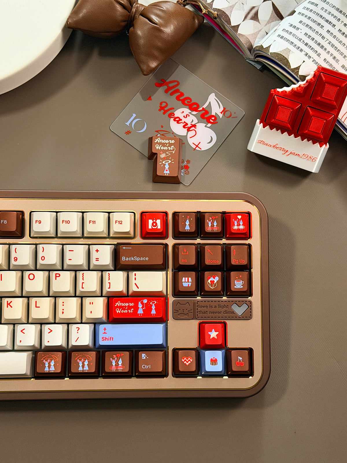 ONLY 1 Instock Prebuilt Aluminum Customized Mechanical Keyboard Cocomi80 Anordized Brown Champagne Set  | Wireless | Backlit