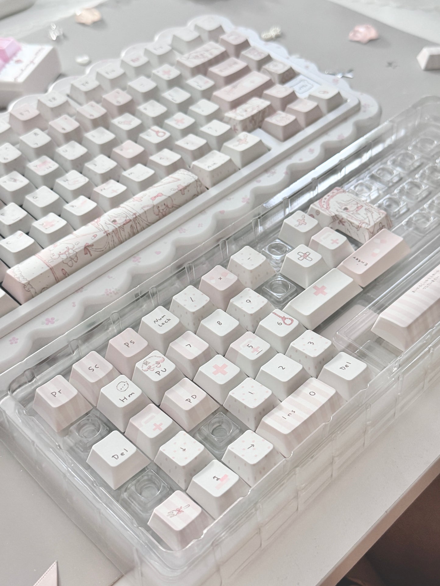 ONLY 1 Instock Prebuilt Aluminum Customized Mechanical Keyboard Cookies75 White Floral Set