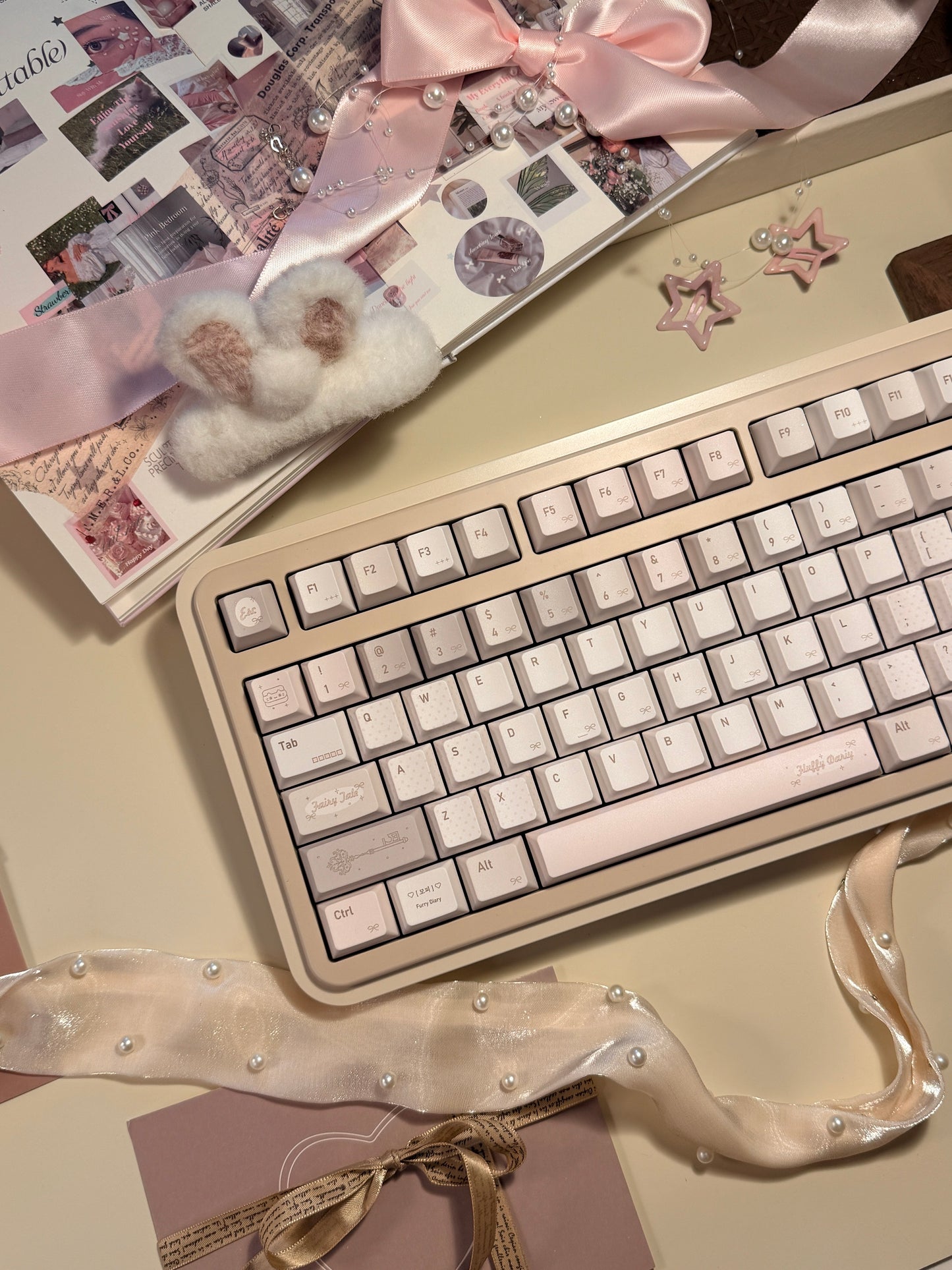 Preorder Prebuilt Aluminum Customized Mechanical Keyboard Rich75 Cream Beige Set（free number pad）