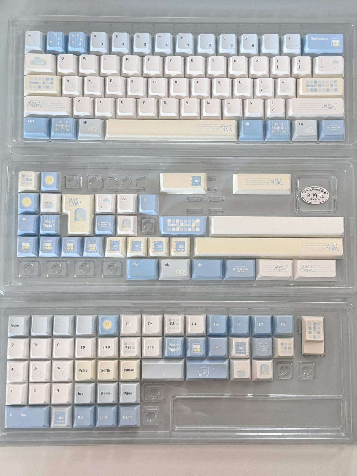 #0306 Little Starlight Keycaps | Cute Starry Sky PBT Keycap Set | Blue & White Kawaii Mechanical Keyboard Keycaps Designed By Doki Lab