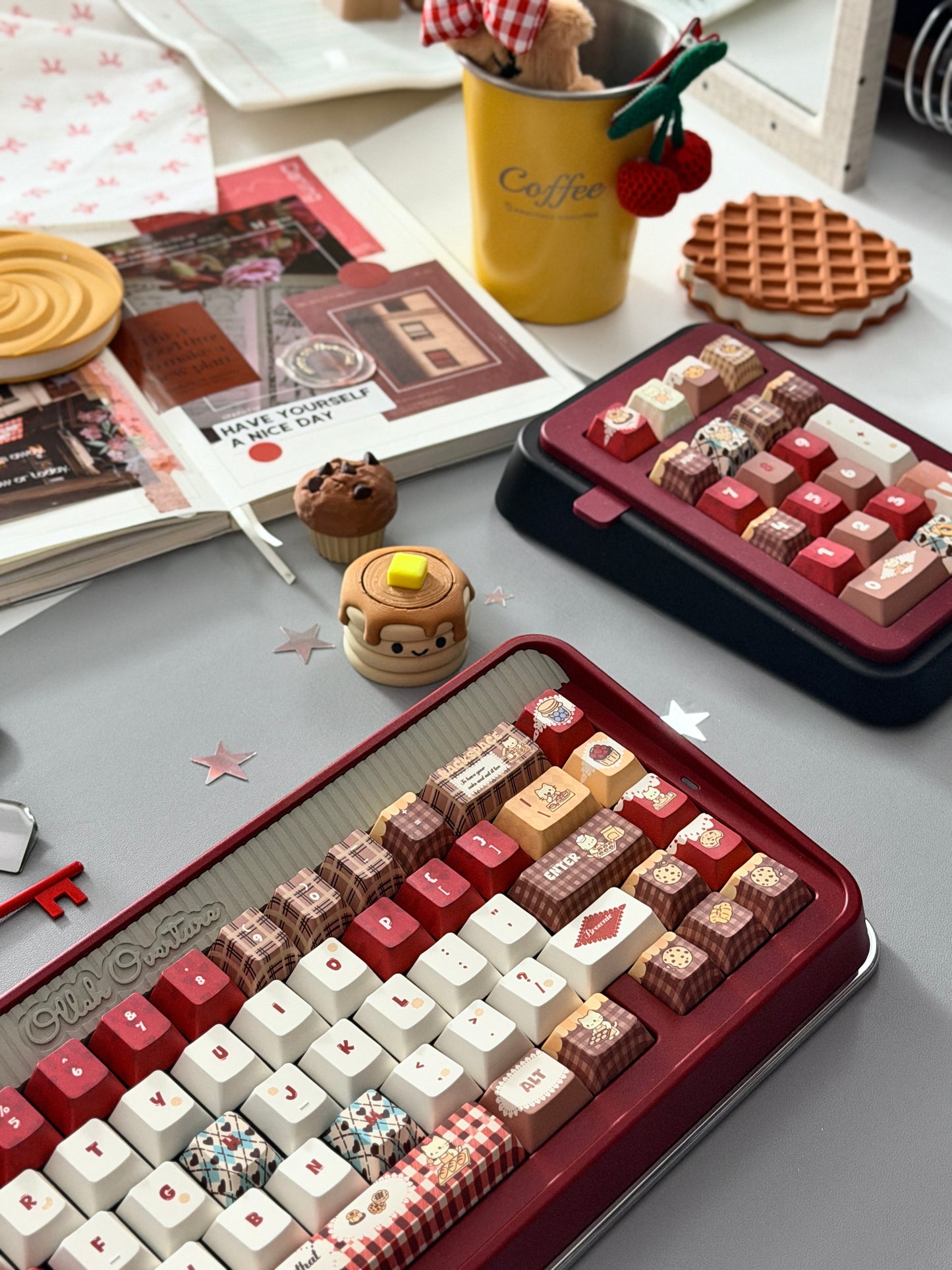 ONLY 1 Instock Olleh65 Prebuilt Aluminum Custom Mechanical Keyboard Red Set ➕ Soap Number Pad