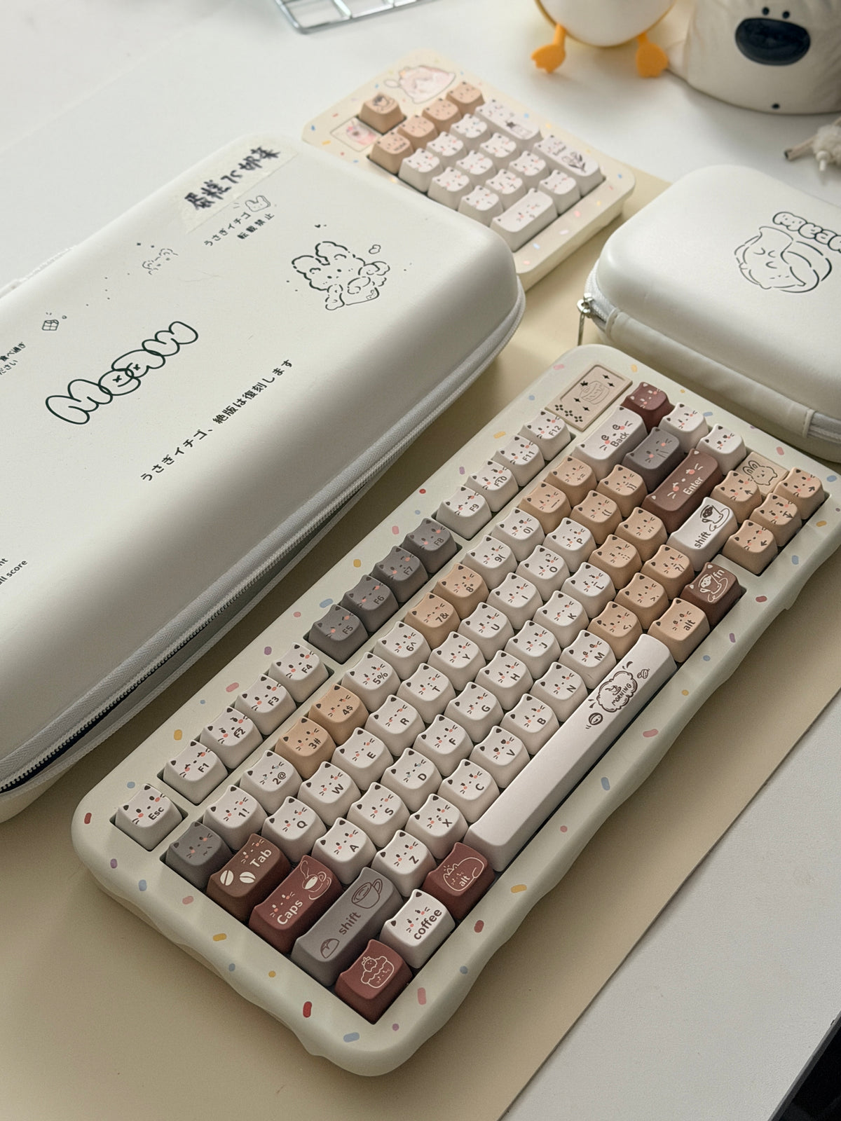 ONLY 1 Instock Prebuilt Aluminum Custom Mechanical Keyboard Cake75 Cream Milk Tea Sugar Sprinkle & Pad Set