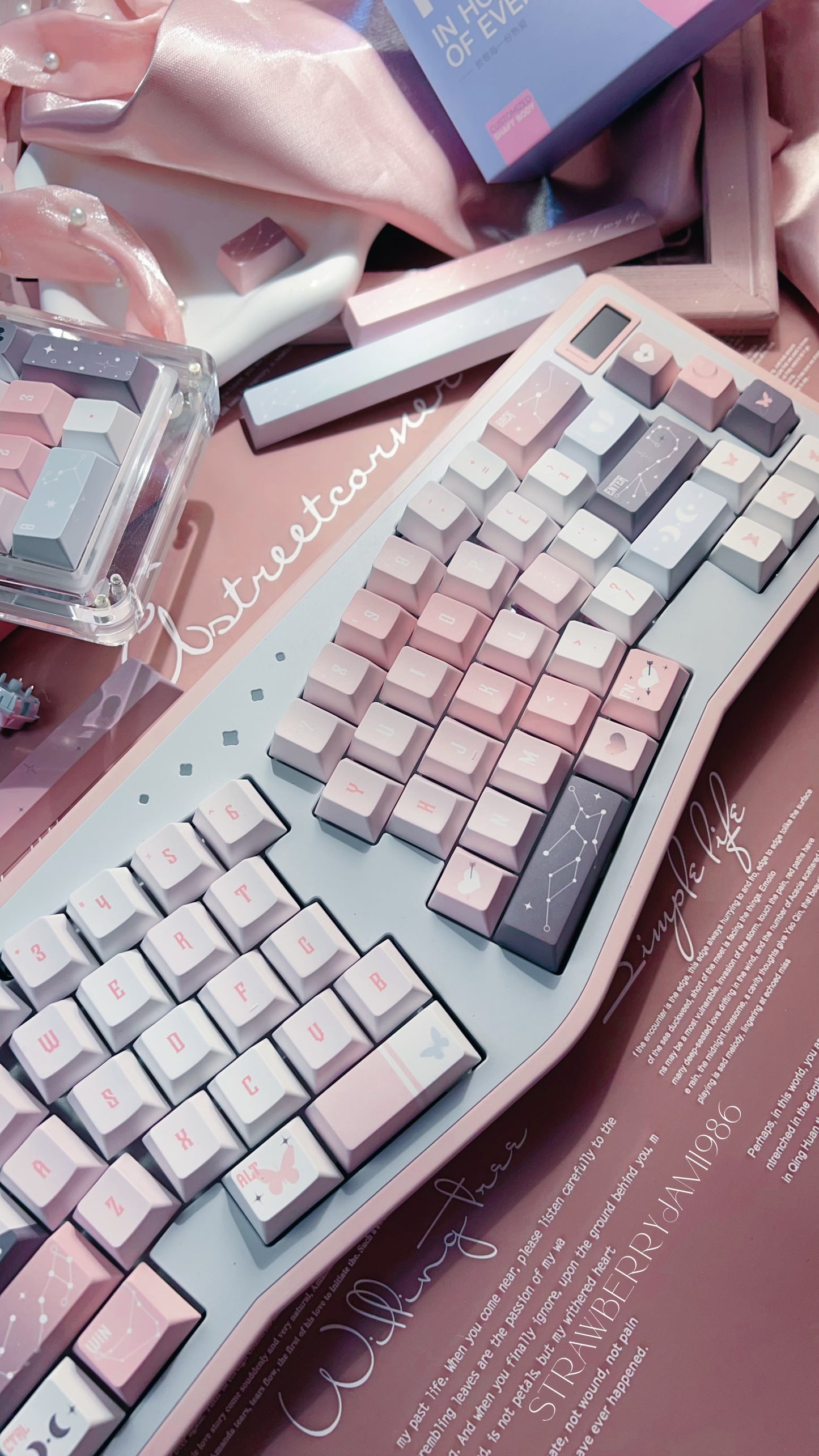 092 Star Fluctuation Gray Pink Gradual Change Advanced Sense Cherry Profile Keycap