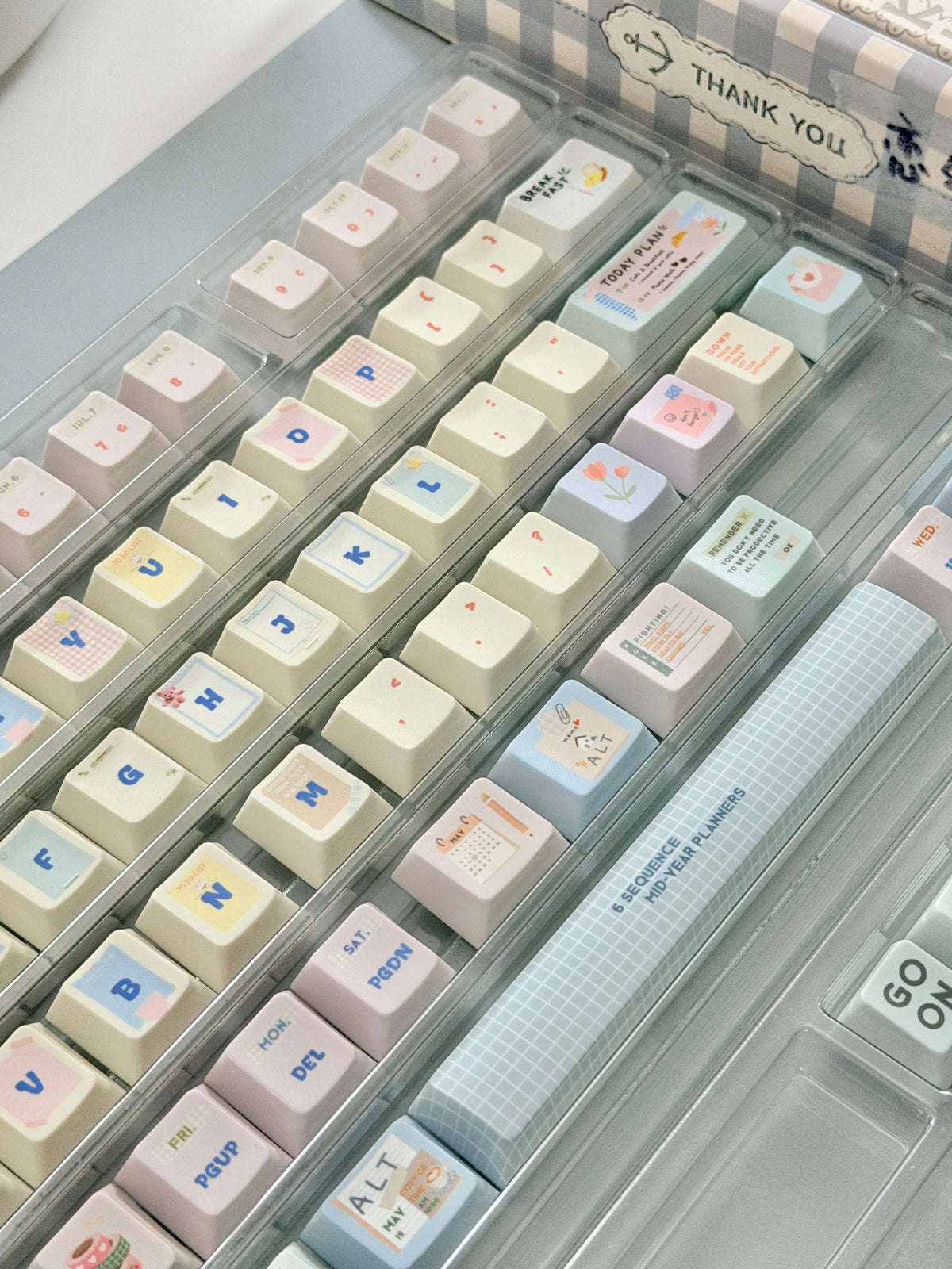 #0309 Love Journal Pastel Blue Creamy Aesthetic Keycaps Set | Cute Diary Theme Mechanical Keyboard Keycaps | Kawaii Office & Study Desk