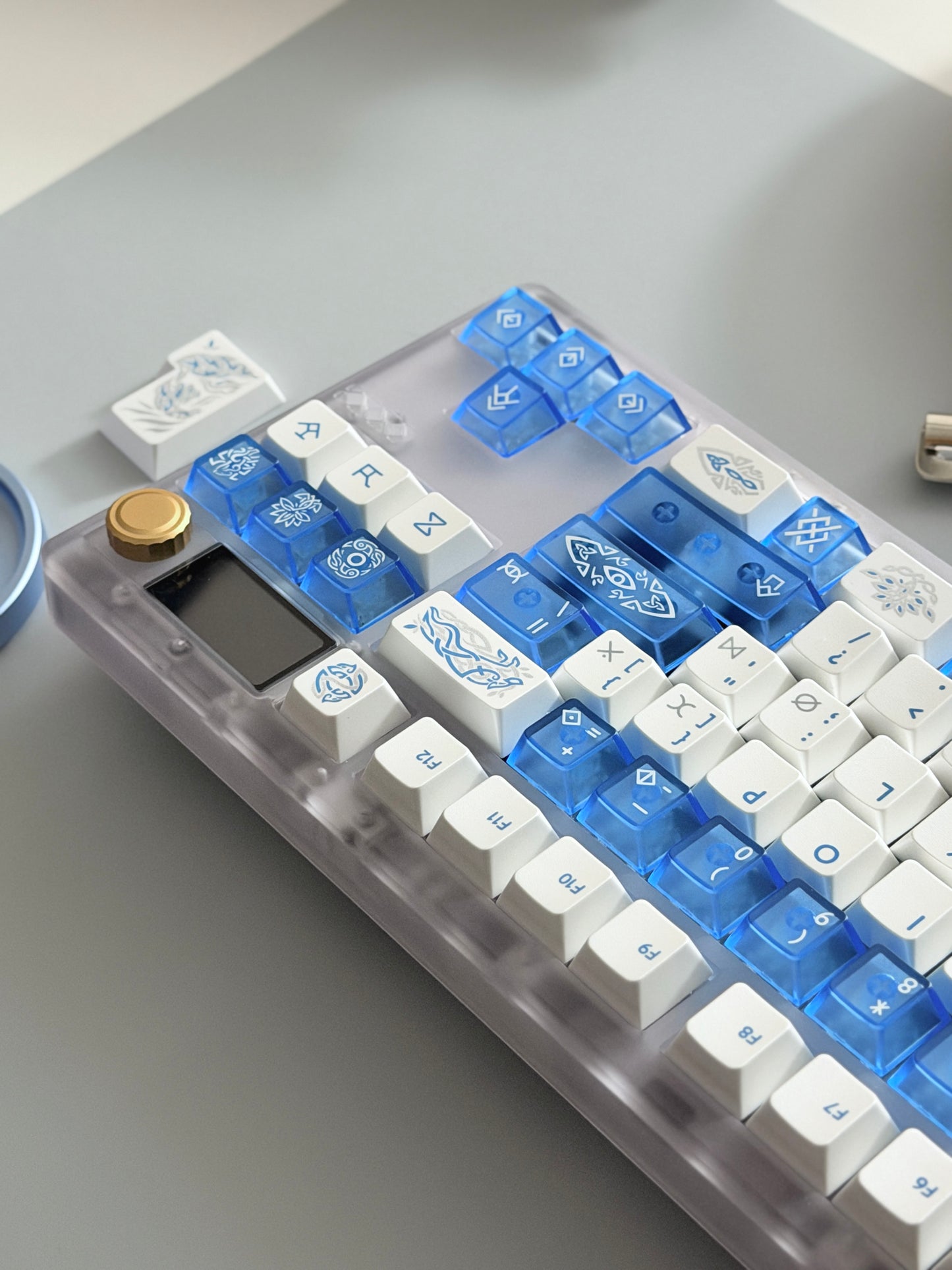 ONLY 1 Instock Prebuilt Custom Mechanical Keyboard ZOOM TKL DYNA Frosted Clear & XVX Eternity Keycaps & TTC Ice Silent Switch