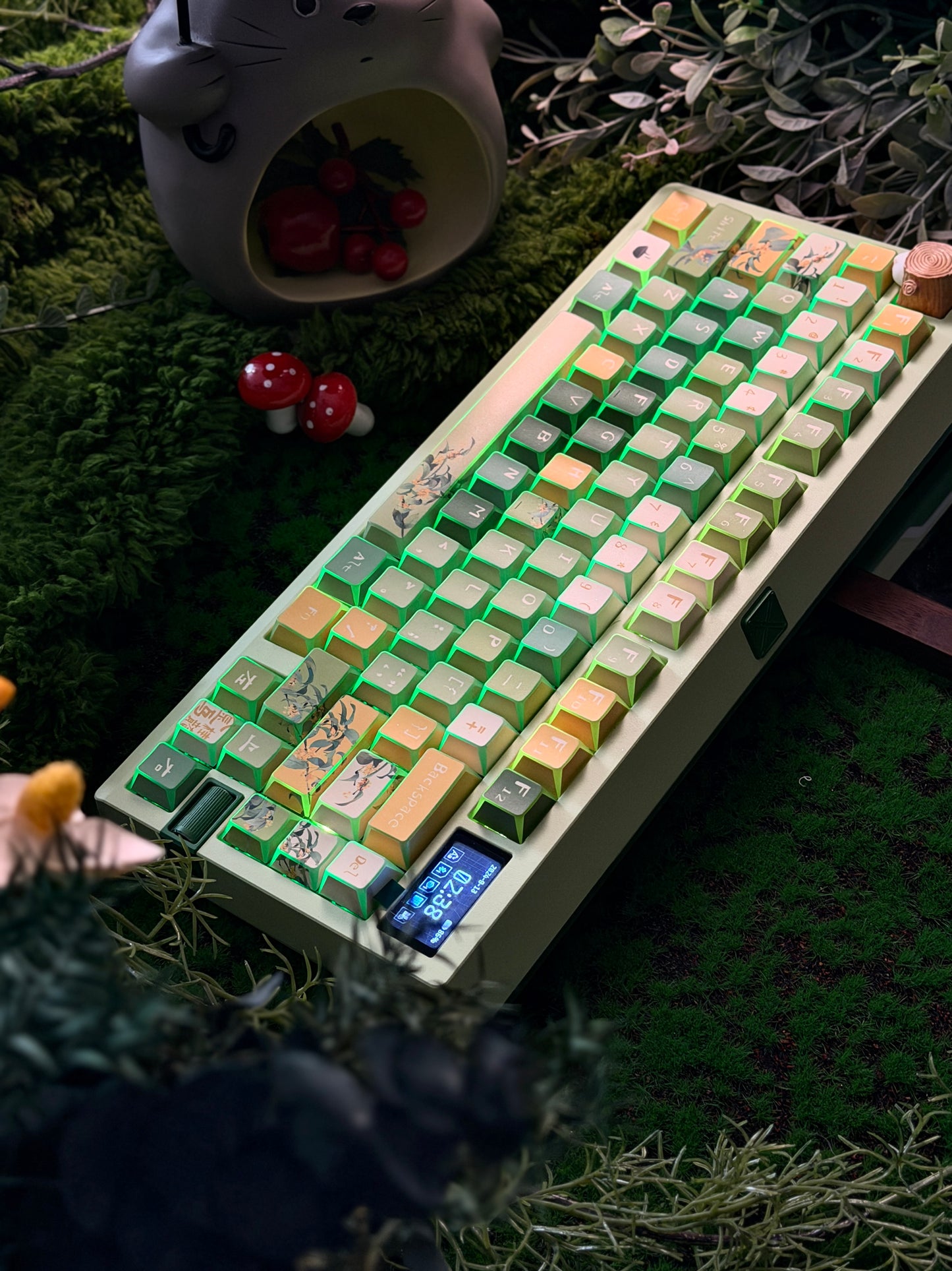 ONLY 1 Prebuilt Aluminum Customized Mechanical Keyboard Zoom75 TIGA Milky Green Tri-Mode Wireless Backlit ➕ URE Keycaps