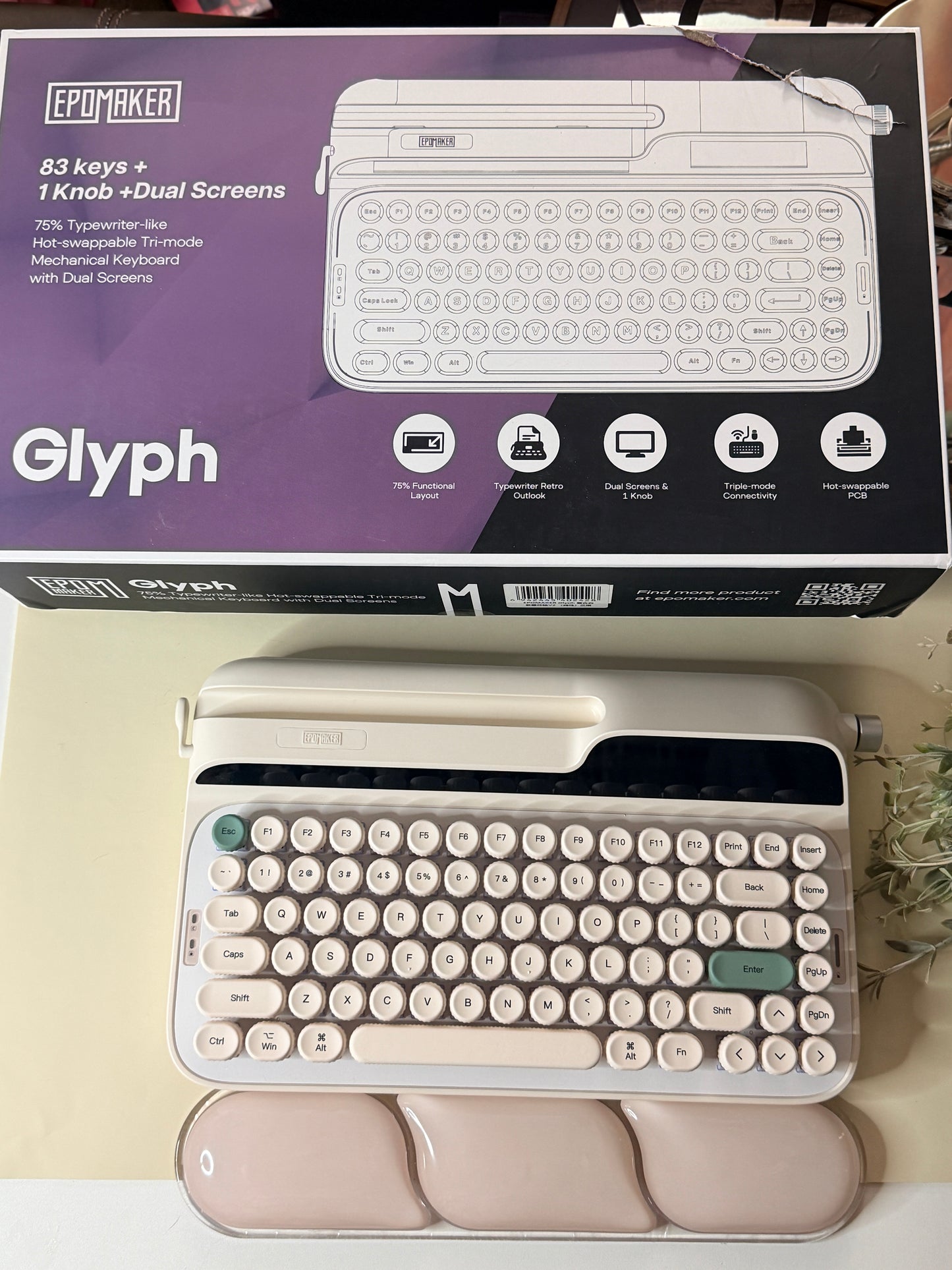 Unboxing Clearance ONLY 1 Instock EPOMAKER Glyph75 Typewriter Mechanical Keyboard