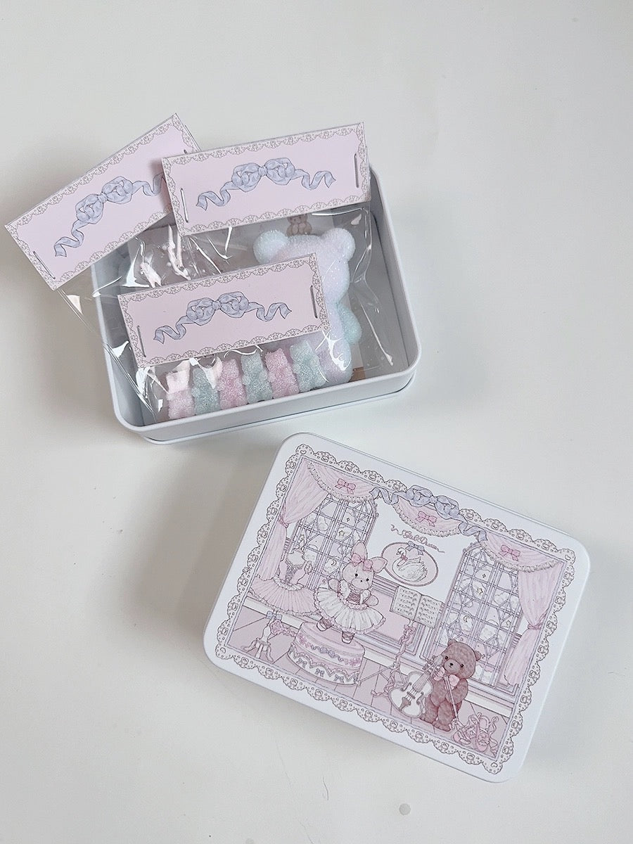 Cute little iron box ʚෆɞ(˘ᵋॢ ˘♡)˚, girl's dream rabbit bear three-inch photo desktop ornament storage box