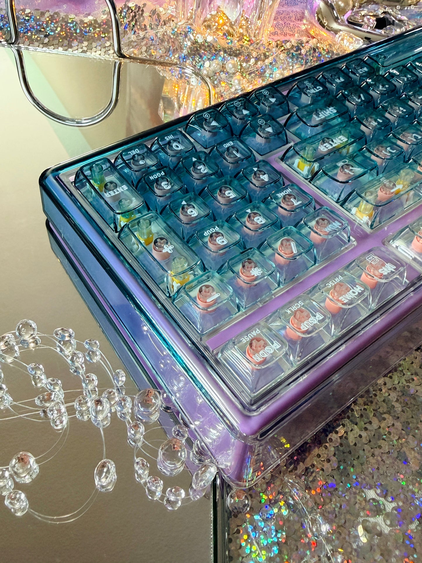 Unboxing Sample For Sales ONLY 1 Instock Prebuilt Einperr Base99 Wireless Mechanical Keyboard with PC Transparent Keycaps, Hot Swappable Custom Keyboard with Number Pad, RGB Backlit, Lulu Switch for Windows Mac - Cosmic Violet
