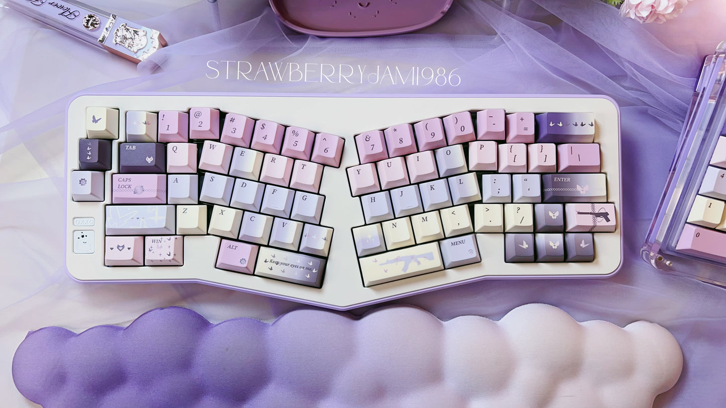 【Preorder】 Prebuild MAEWA LAB AHOLLC Purple Beige Ergonomic Aluminum Customized Mechanical Keyboard