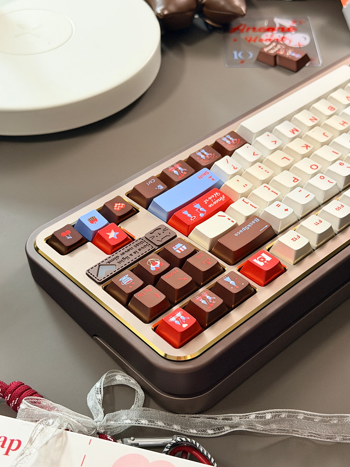 ONLY 1 Instock Prebuilt Aluminum Customized Mechanical Keyboard Cocomi80 Anordized Brown Champagne Set  | Wireless | Backlit