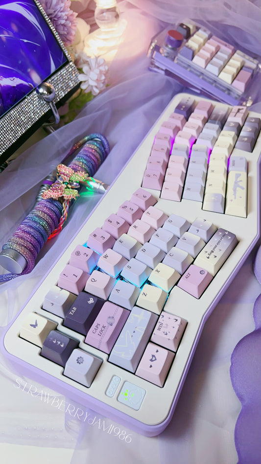 【Preorder】 Prebuild MAEWA LAB AHOLLC Purple Beige Ergonomic Aluminum Customized Mechanical Keyboard