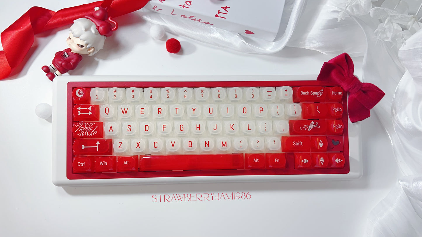 【Only 1 In-stock】Prebuilt Meow65 White Red Aluminum Customized Mechanical Keyboard