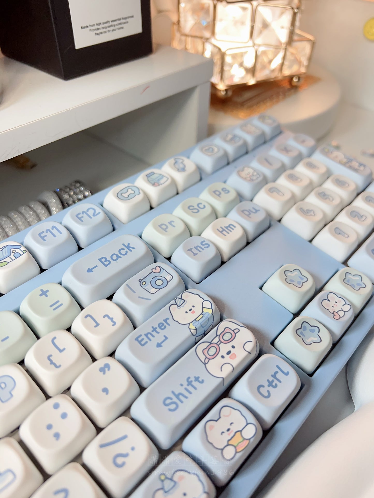 「Fully Assembled」tianyi98 Pastel Blue kawaii Bunny Customized Mechanical Keyboard