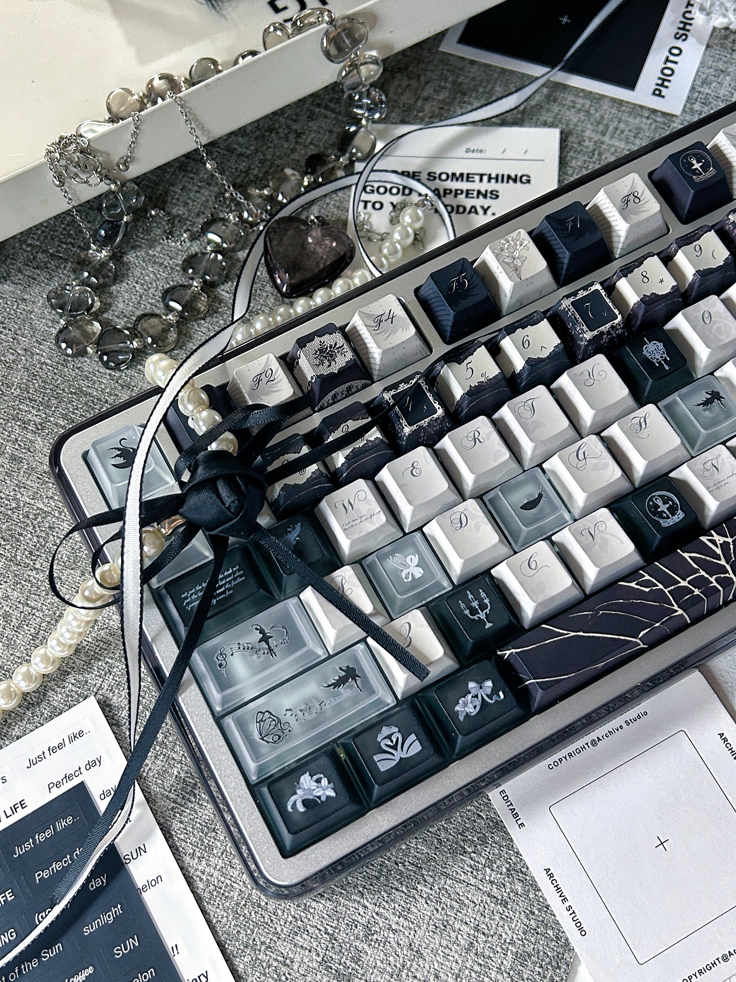 #0229 Dance of Ashes Black White Grey Keycap Designed By Miller
