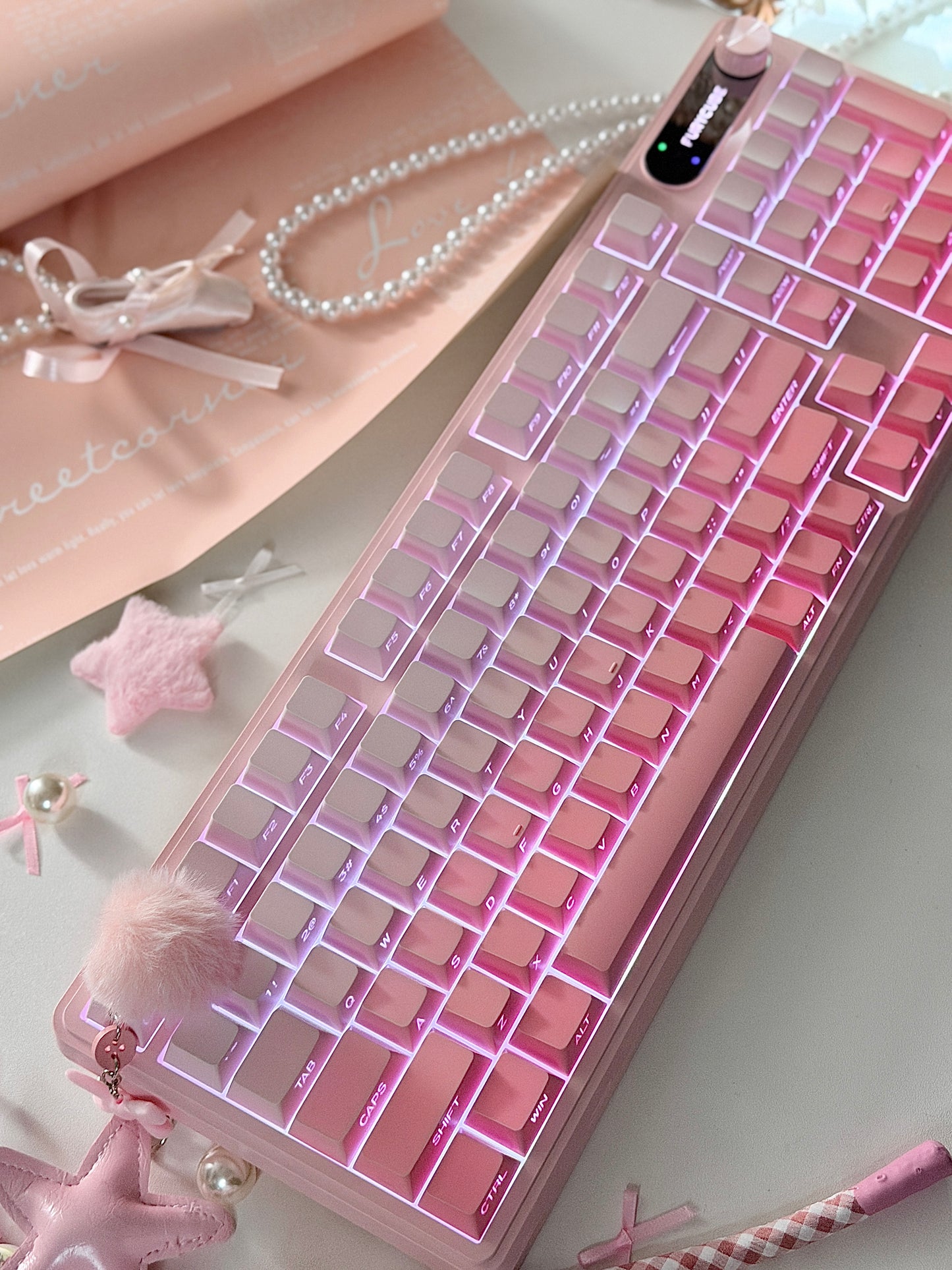 Unboxing For SALEs IP98 Wireless Gaming Keyboard - Wireless Keyboard with RGB Backlighting, IPX8 Water Resistance, and Side Printed PBT Translucent Keycaps, Suitable for Gaming or Work (Pink White)